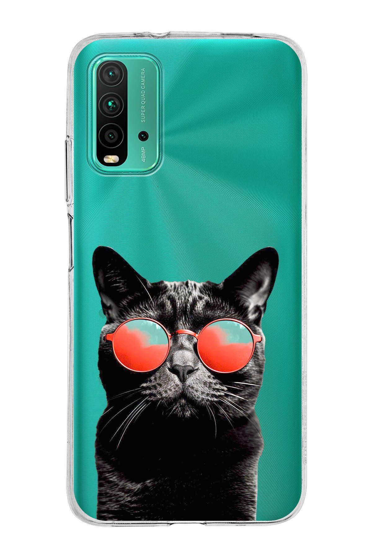 Xiaomi Redmi 9T ile Uyumlu 1mm Slim Fit Kedi 3 050d Baskılı Şeffaf Kılıf