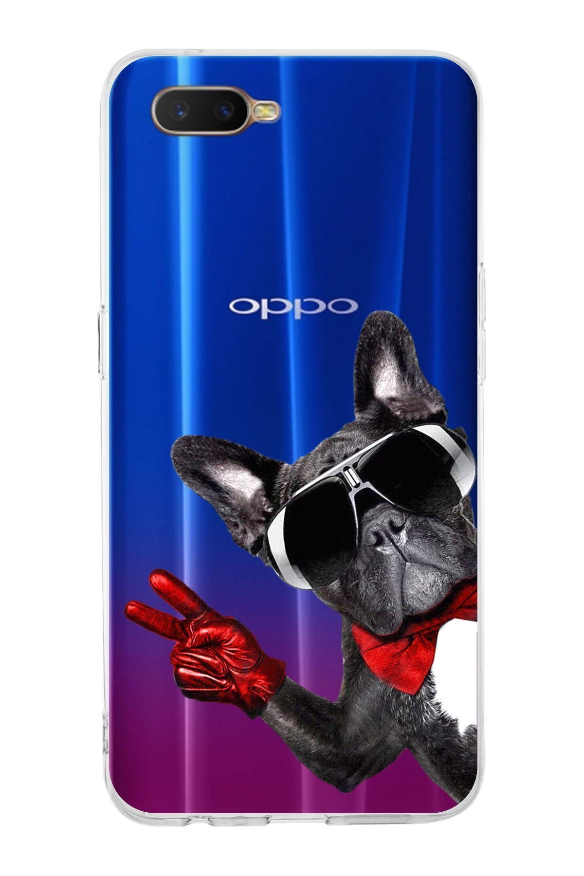 Oppo RX17 Neo ile Uyumlu 1mm Slim Fit Köpek 2 050e Baskılı Şeffaf Kılıf