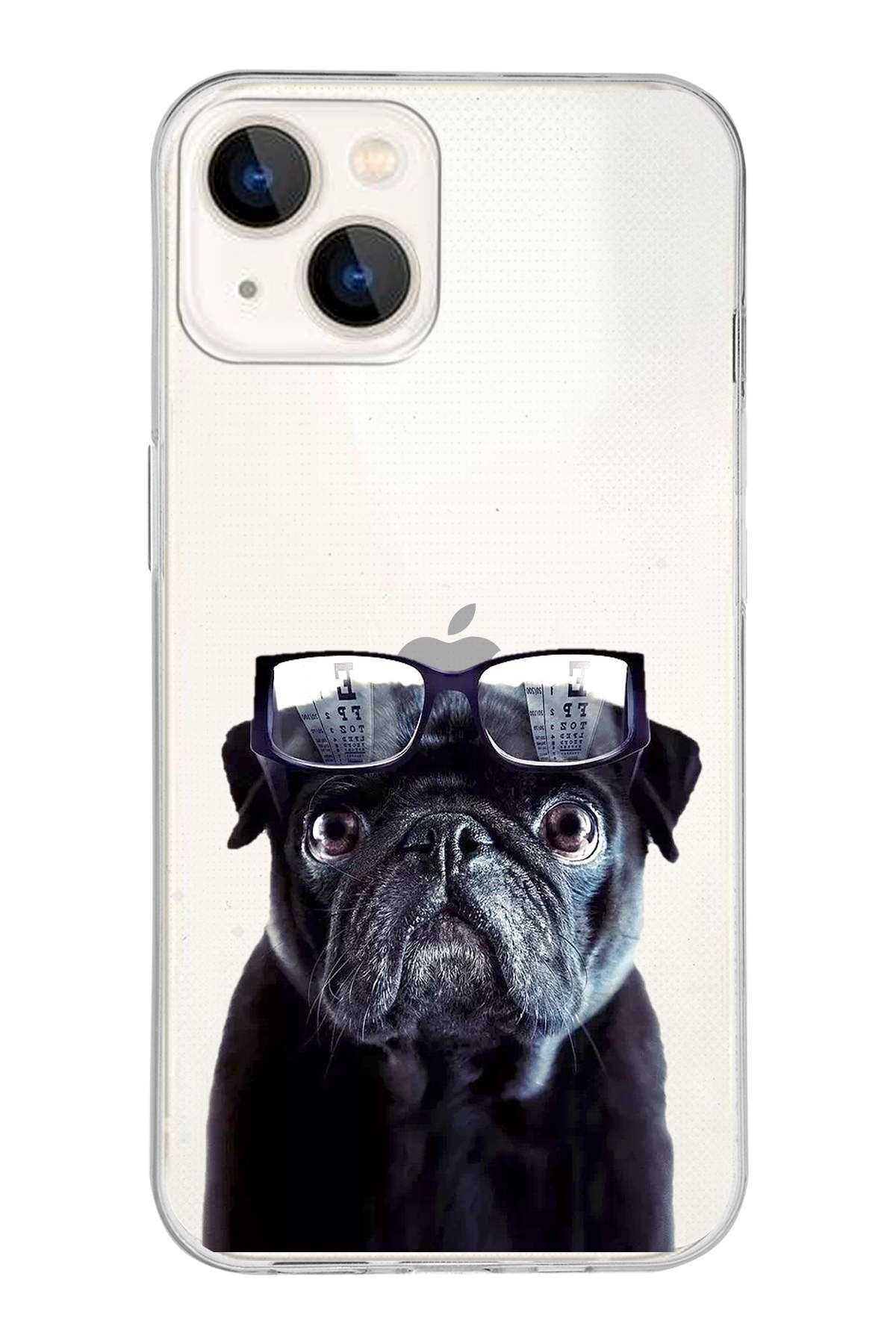 PrintiFy Apple iPhone 13 Mini ile Uyumlu 1mm Slim Fit Köpek 3 050f Baskılı Şeffaf Kılıf
