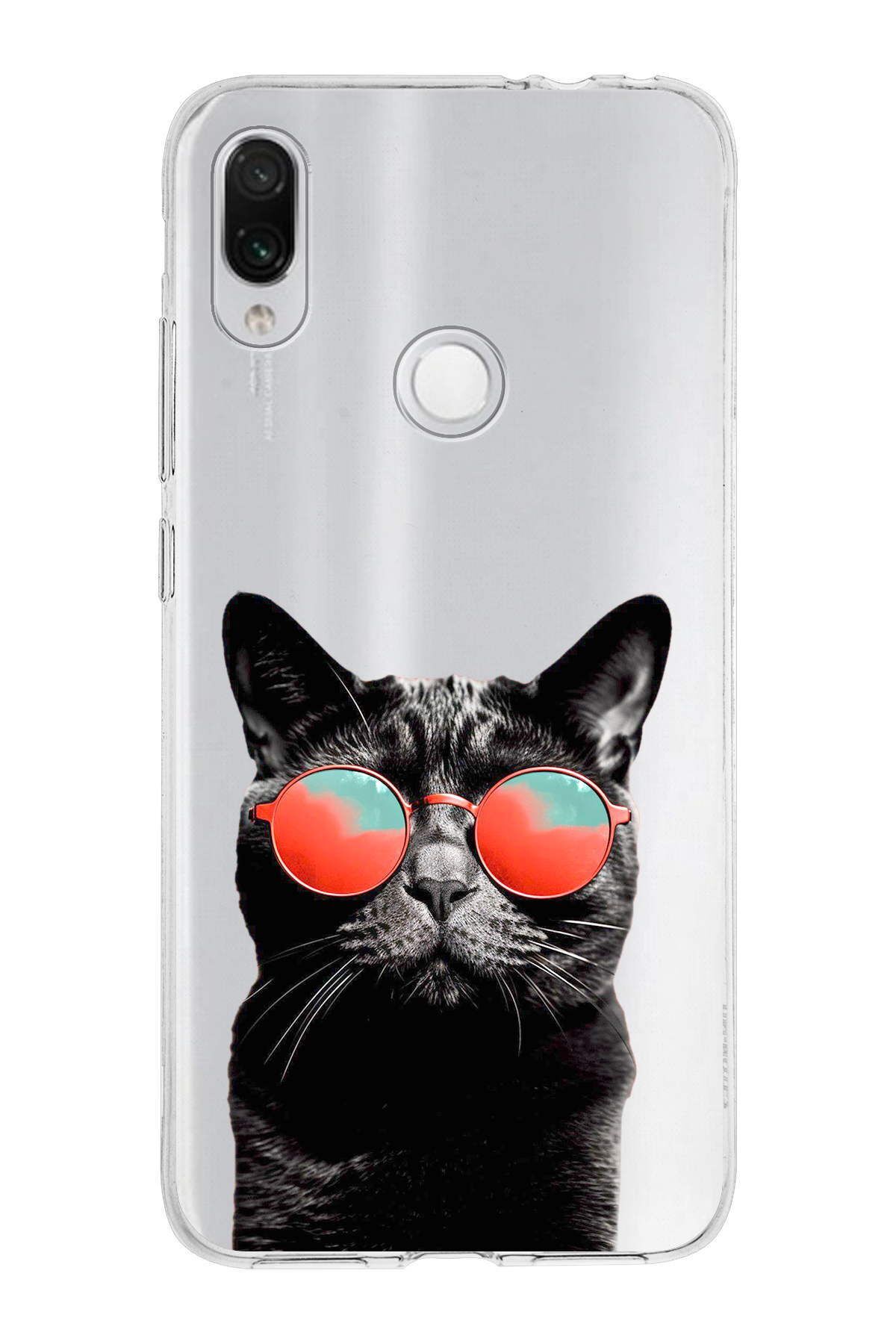 Xiaomi Redmi Note 7 ile Uyumlu 1mm Slim Fit Kedi 3 050d Baskılı Şeffaf Kılıf