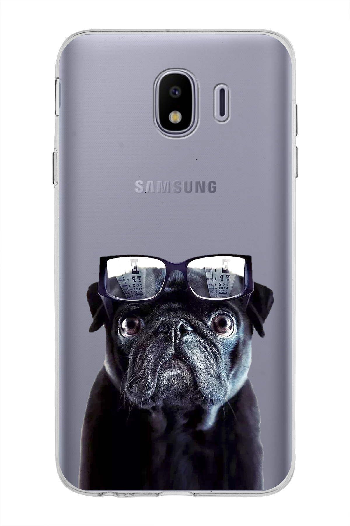 Samsung Galaxy J4 ile Uyumlu 1mm Slim Fit Köpek 3 050f Baskılı Şeffaf Kılıf