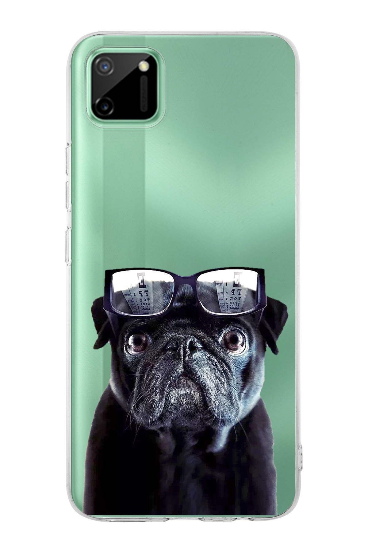 Realme C11 ile Uyumlu 1mm Slim Fit Köpek 3 050f Baskılı Şeffaf Kılıf