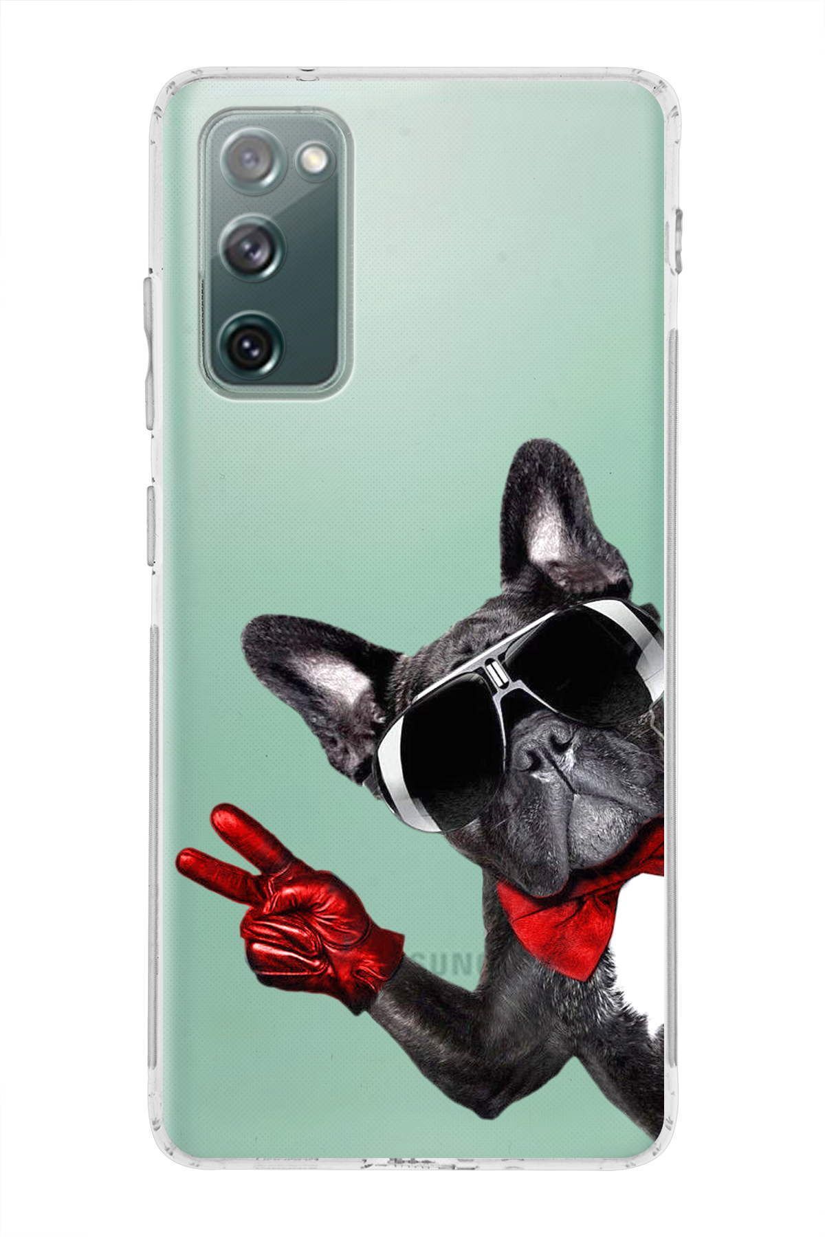 Samsung Galaxy S20 FE ile Uyumlu 1mm Slim Fit Köpek 2 050e Baskılı Şeffaf Kılıf