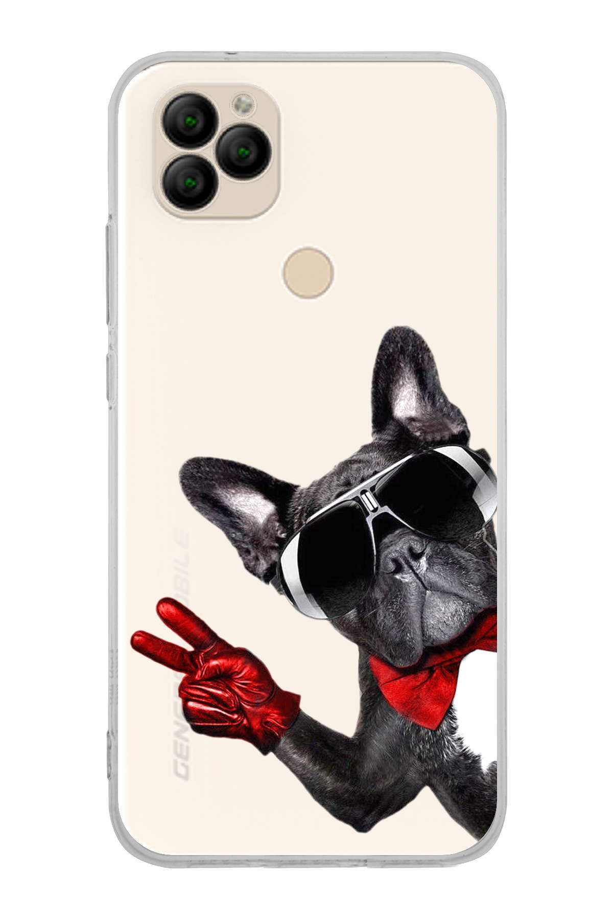 General Mobile GM 22 ile Uyumlu 1mm Slim Fit Köpek 2 050e Baskılı Şeffaf Kılıf