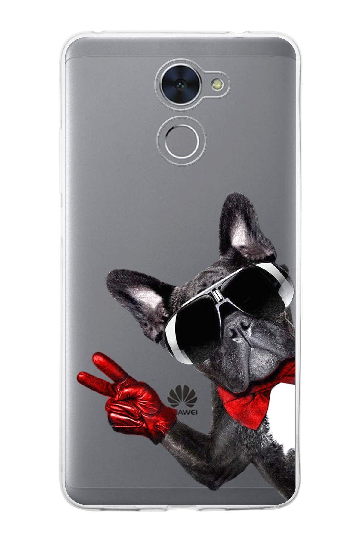 Huawei Y7 Prime ile Uyumlu 1mm Slim Fit Köpek 2 050e Baskılı Şeffaf Kılıf