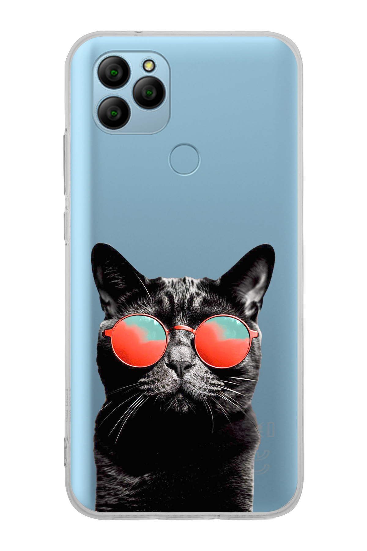 General Mobile GM 21 ile Uyumlu 1mm Slim Fit Kedi 3 050d Baskılı Şeffaf Kılıf