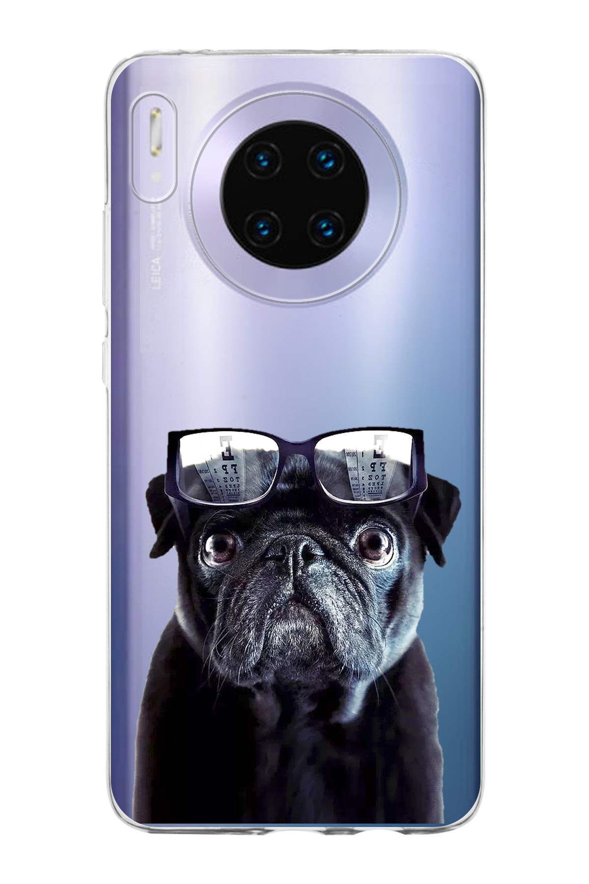 Huawei Mate 30 ile Uyumlu 1mm Slim Fit Köpek 3 050f Baskılı Şeffaf Kılıf