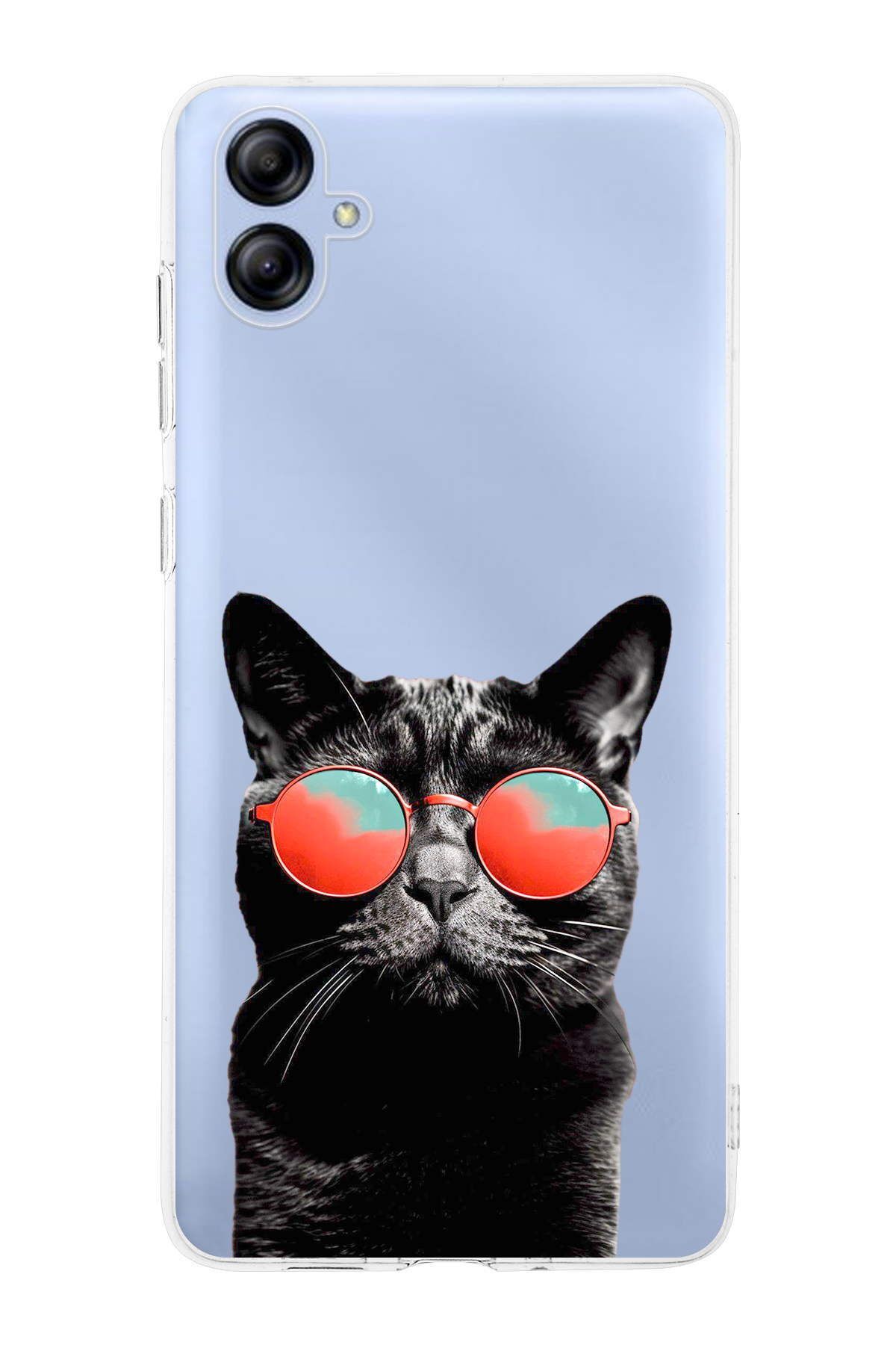Samsung Galaxy A04e ile Uyumlu 1mm Slim Fit Kedi 3 050d Baskılı Şeffaf Kılıf