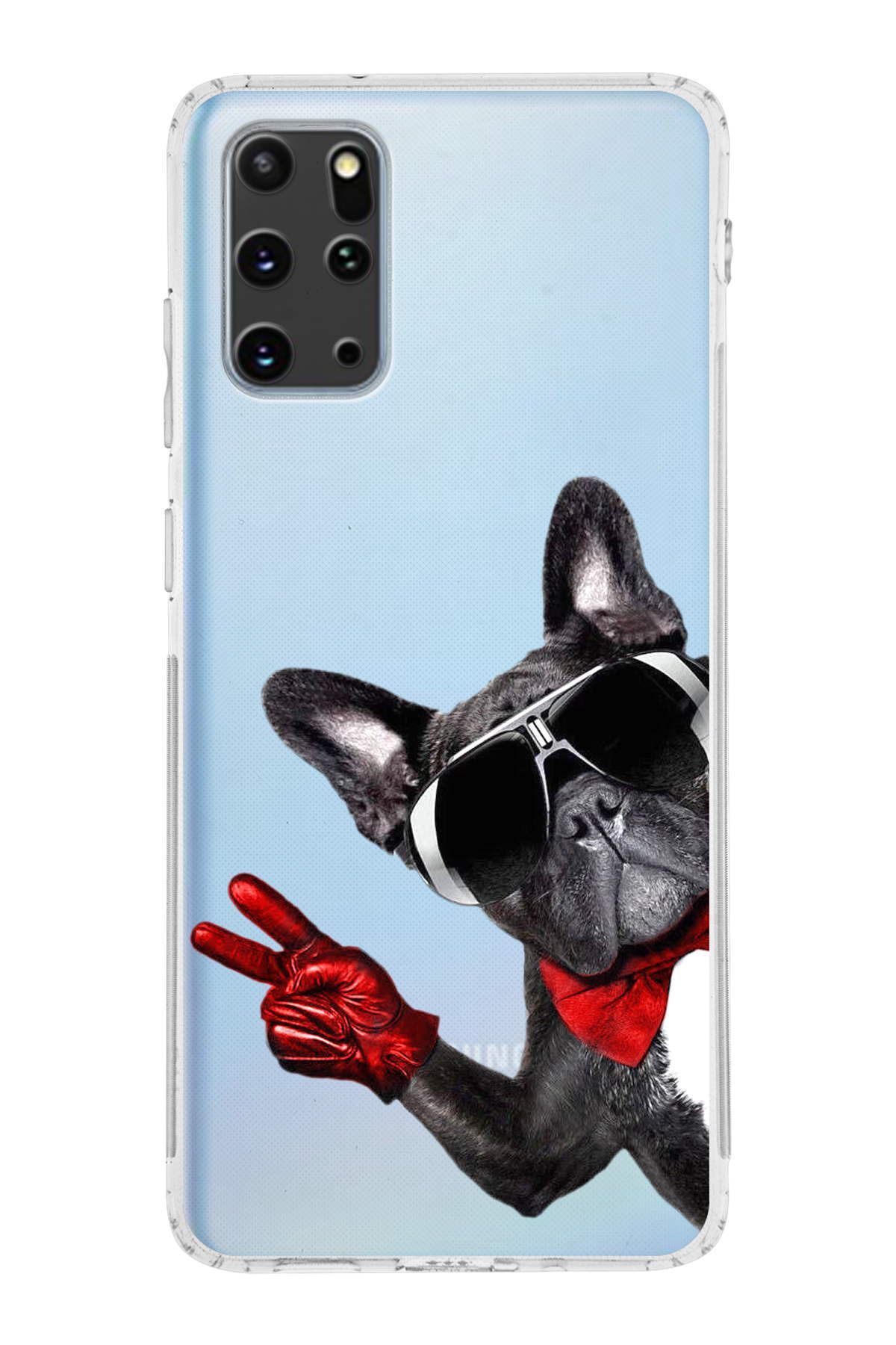 Samsung Galaxy S20 Plus ile Uyumlu 1mm Slim Fit Köpek 2 050e Baskılı Şeffaf Kılıf