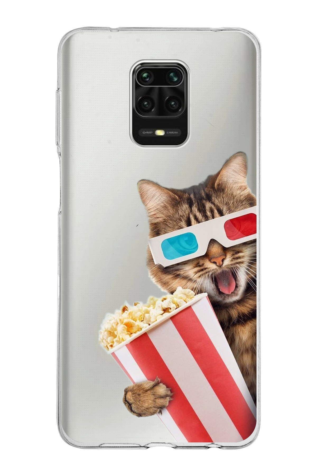 Xiaomi Redmi Note 9 S ile Uyumlu 1mm Slim Fit Kedi 1 050b Baskılı Şeffaf Kılıf