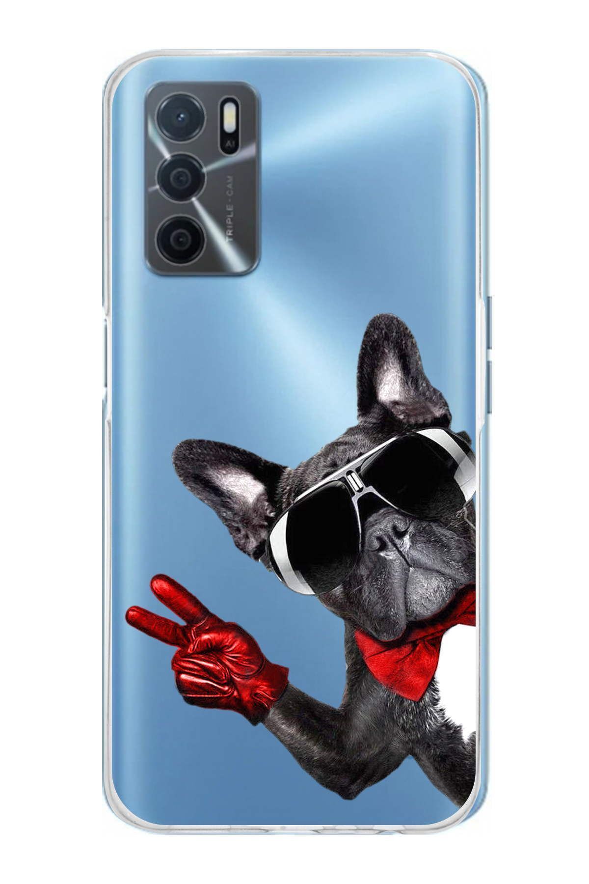 Oppo A16 ile Uyumlu 1mm Slim Fit Köpek 2 050e Baskılı Şeffaf Kılıf