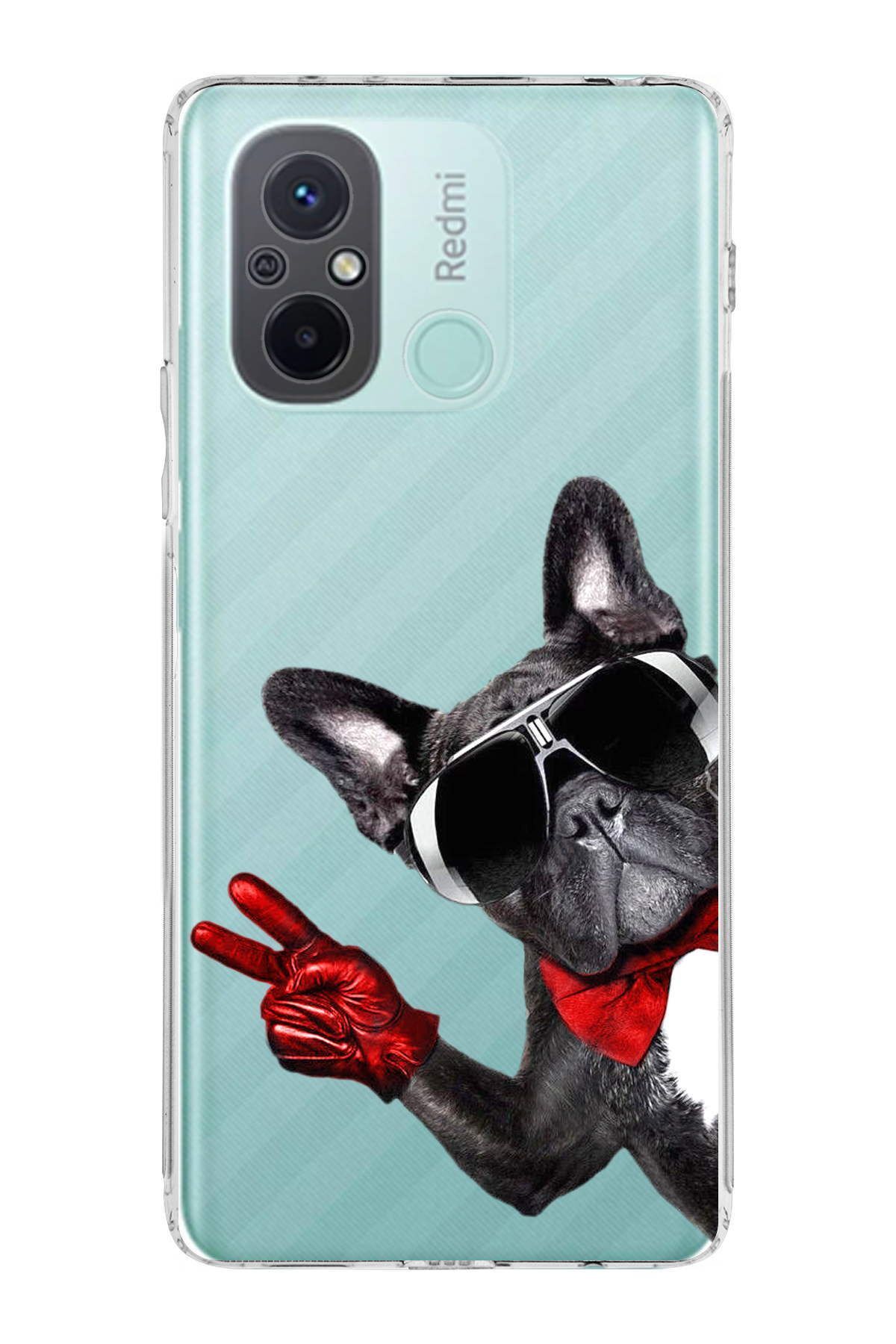 Xiaomi Redmi 12C ile Uyumlu 1mm Slim Fit Köpek 2 050e Baskılı Şeffaf Kılıf