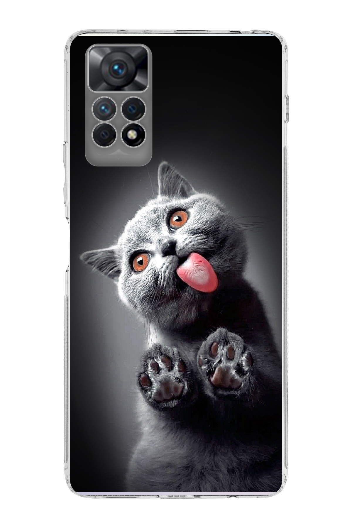 Xiaomi Redmi Note 12 Pro 4G ile Uyumlu 1mm Slim Fit Kedi 2 050c Baskılı Şeffaf Kılıf