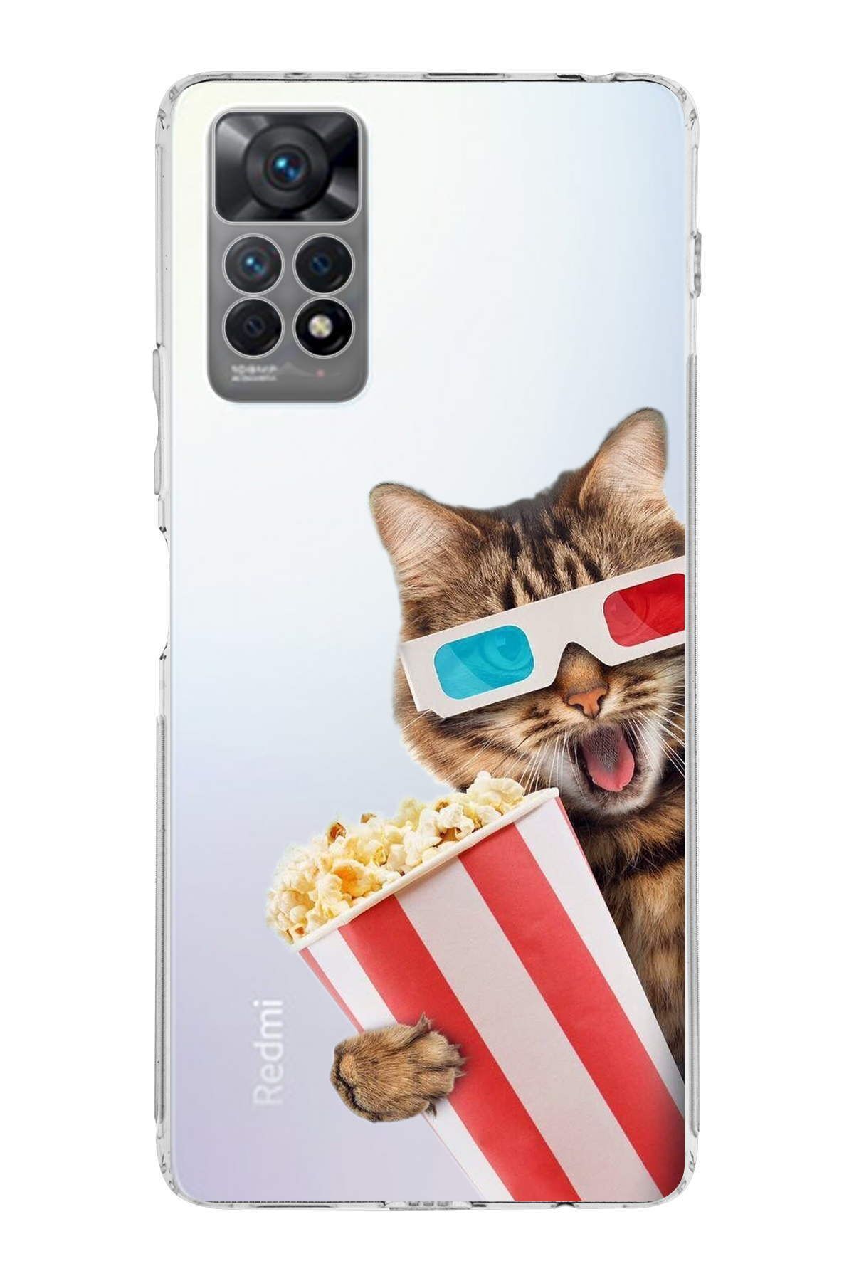 Xiaomi Redmi Note 12 Pro 4G ile Uyumlu 1mm Slim Fit Kedi 1 050b Baskılı Şeffaf Kılıf