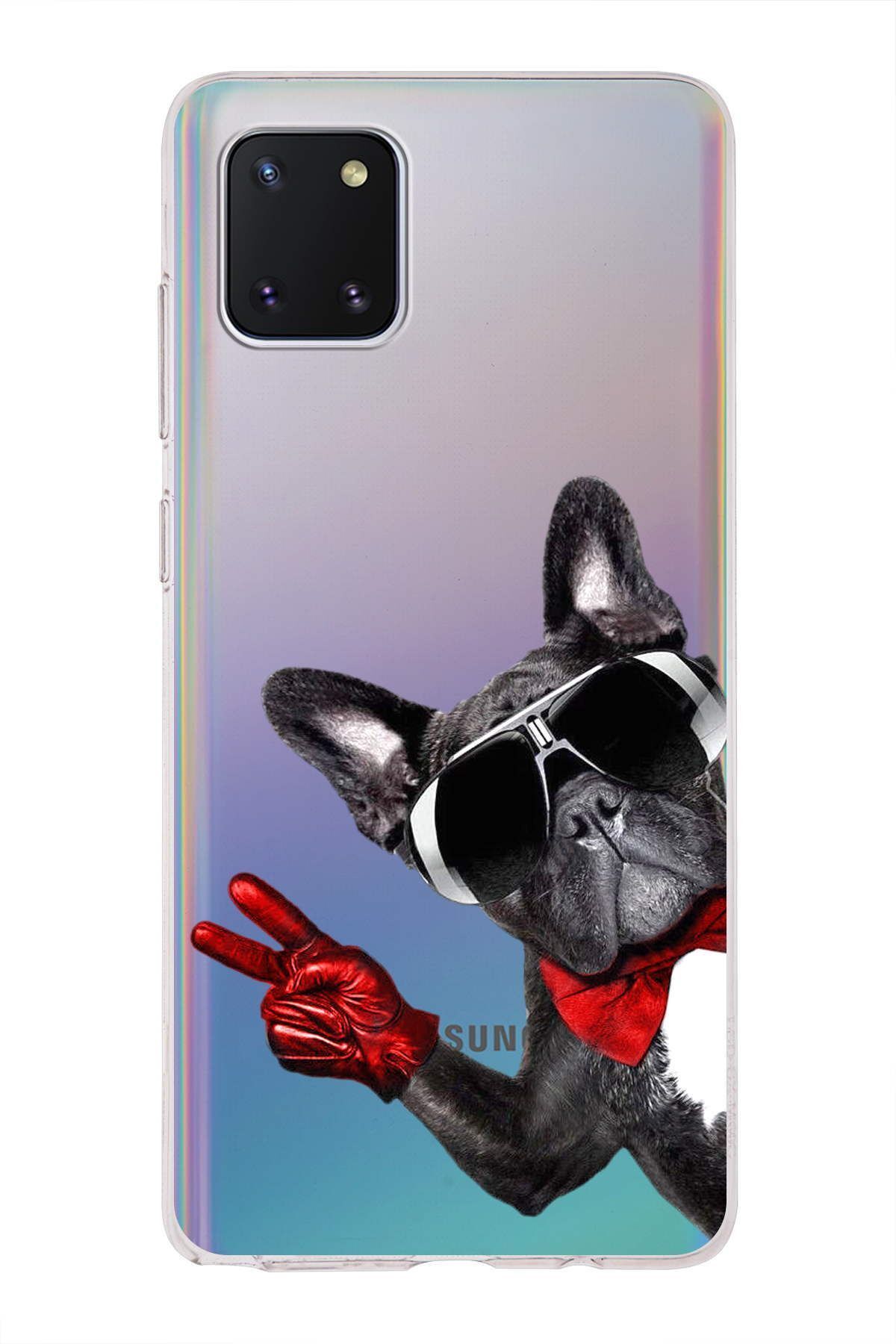 Samsung Galaxy A81 ile Uyumlu 1mm Slim Fit Köpek 2 050e Baskılı Şeffaf Kılıf