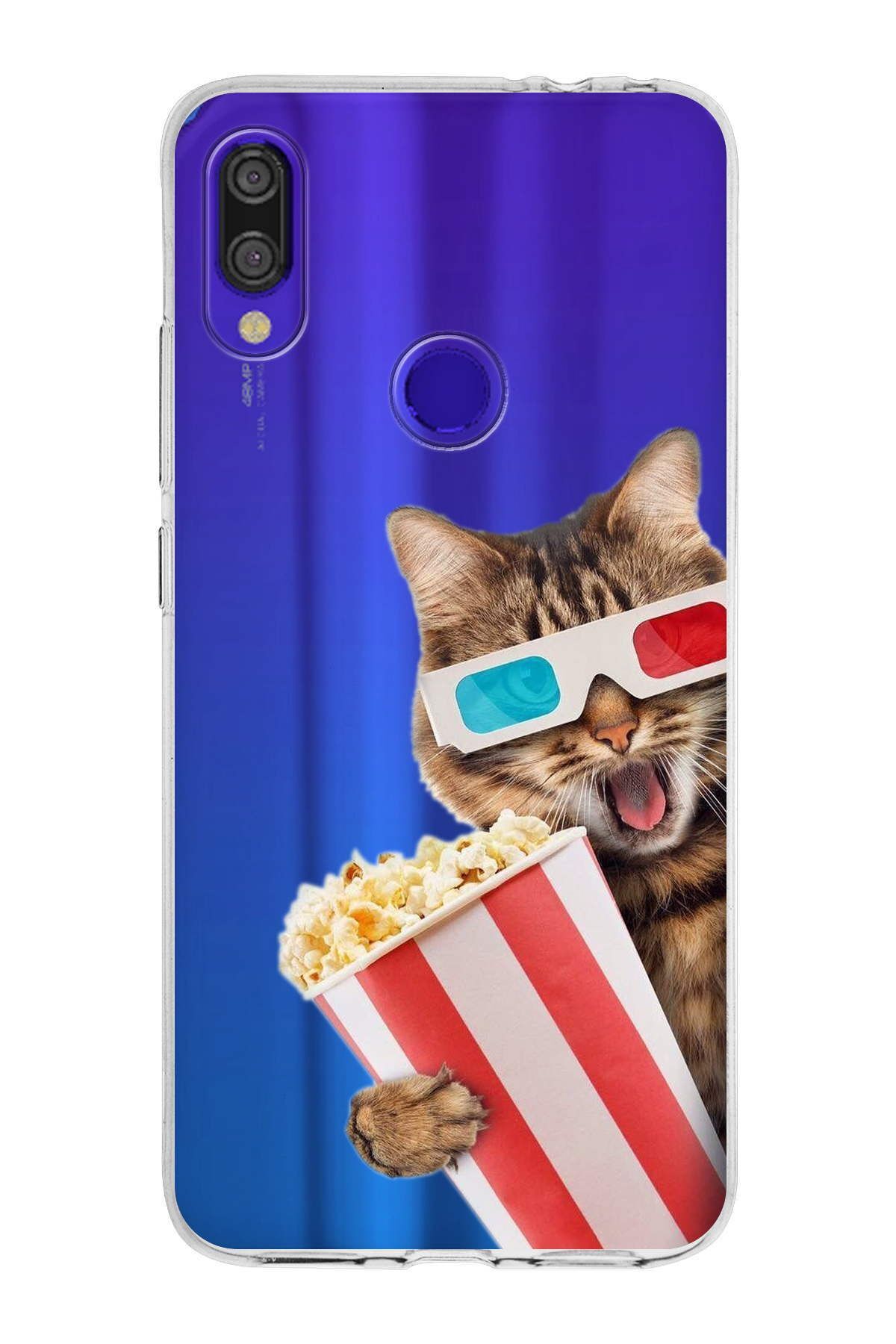 Xiaomi Redmi Note 7 Pro ile Uyumlu 1mm Slim Fit Kedi 1 050b Baskılı Şeffaf Kılıf