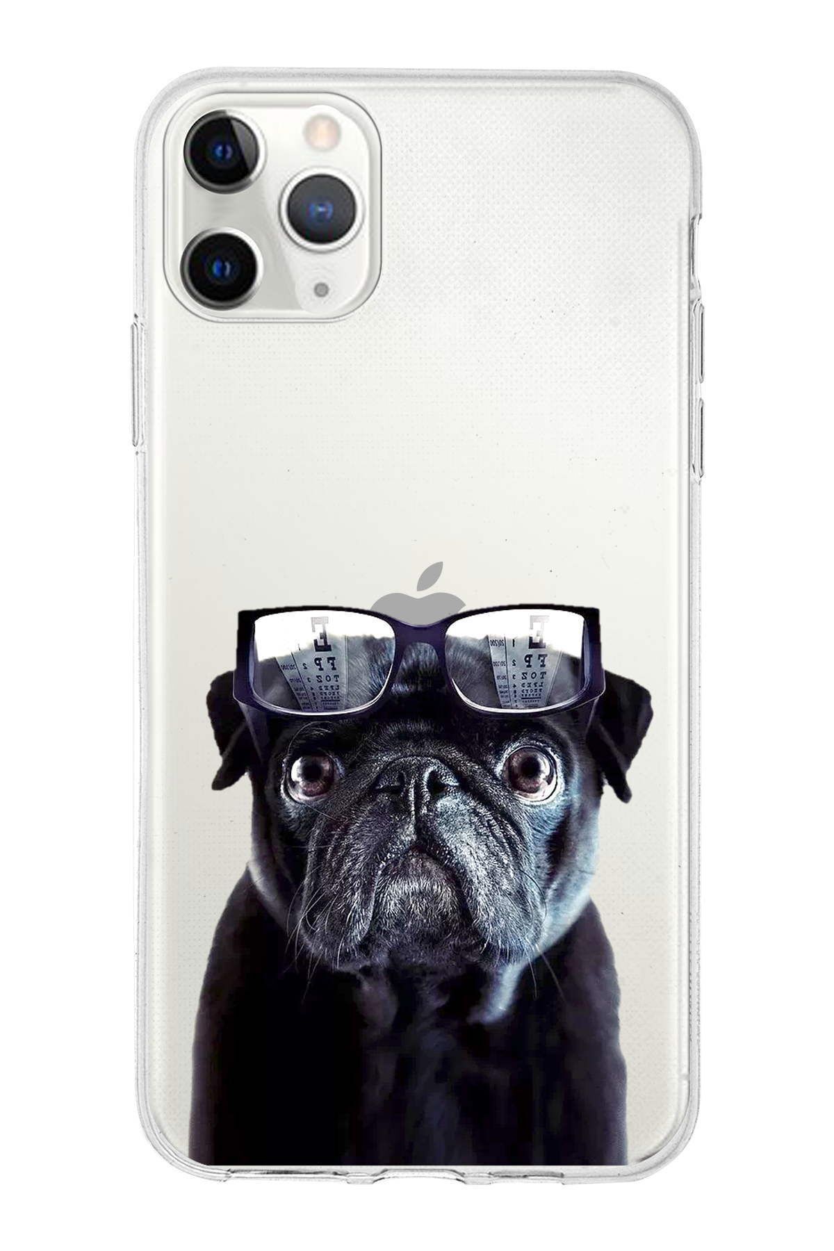 PrintiFy Apple iPhone 11 Pro ile Uyumlu 1mm Slim Fit Köpek 3 050f Baskılı Şeffaf Kılıf