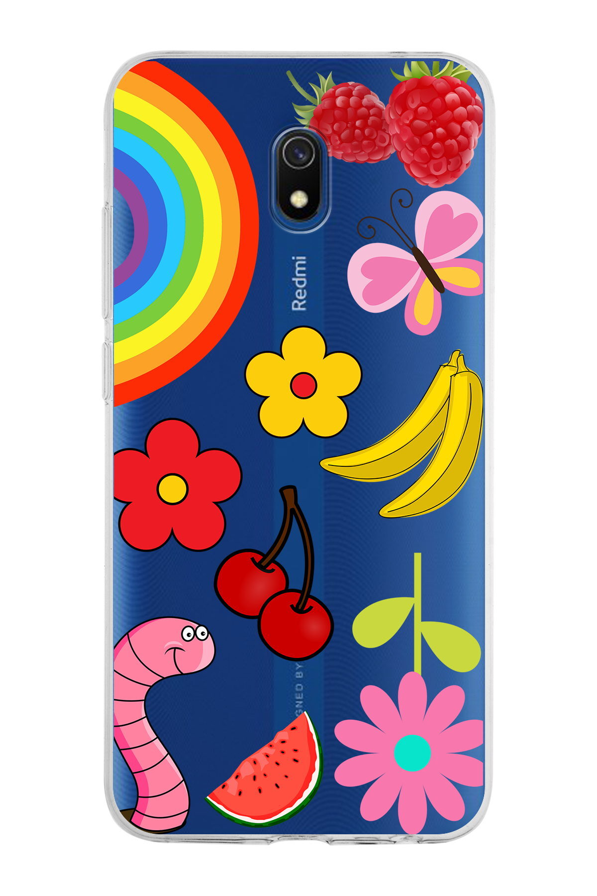 Xiaomi Redmi 8A ile Uyumlu 1mm Slim Fit Water Color 5 Baskılı Şeffaf  Kılıf