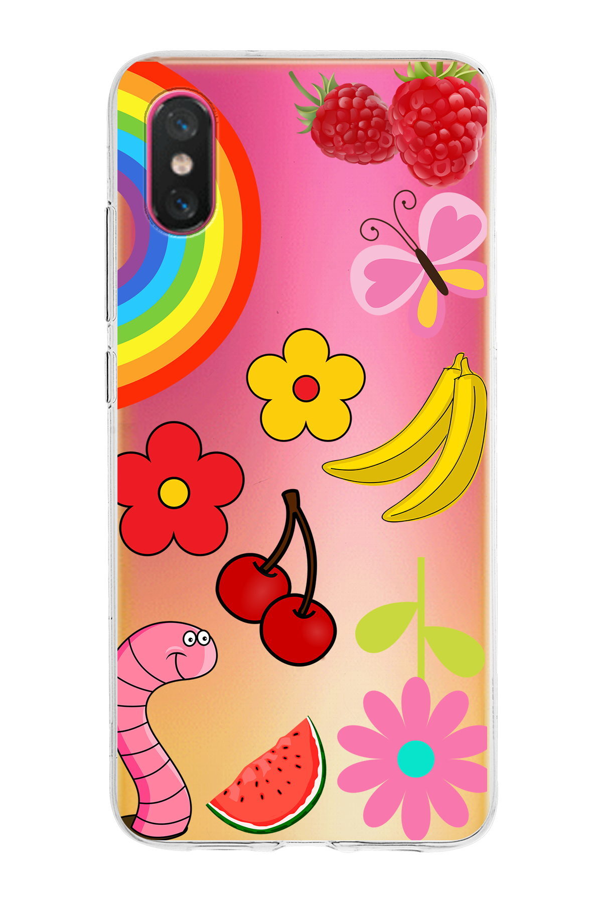 Xiaomi Mi 8 Pro ile Uyumlu 1mm Slim Fit Water Color 5 Baskılı Şeffaf  Kılıf