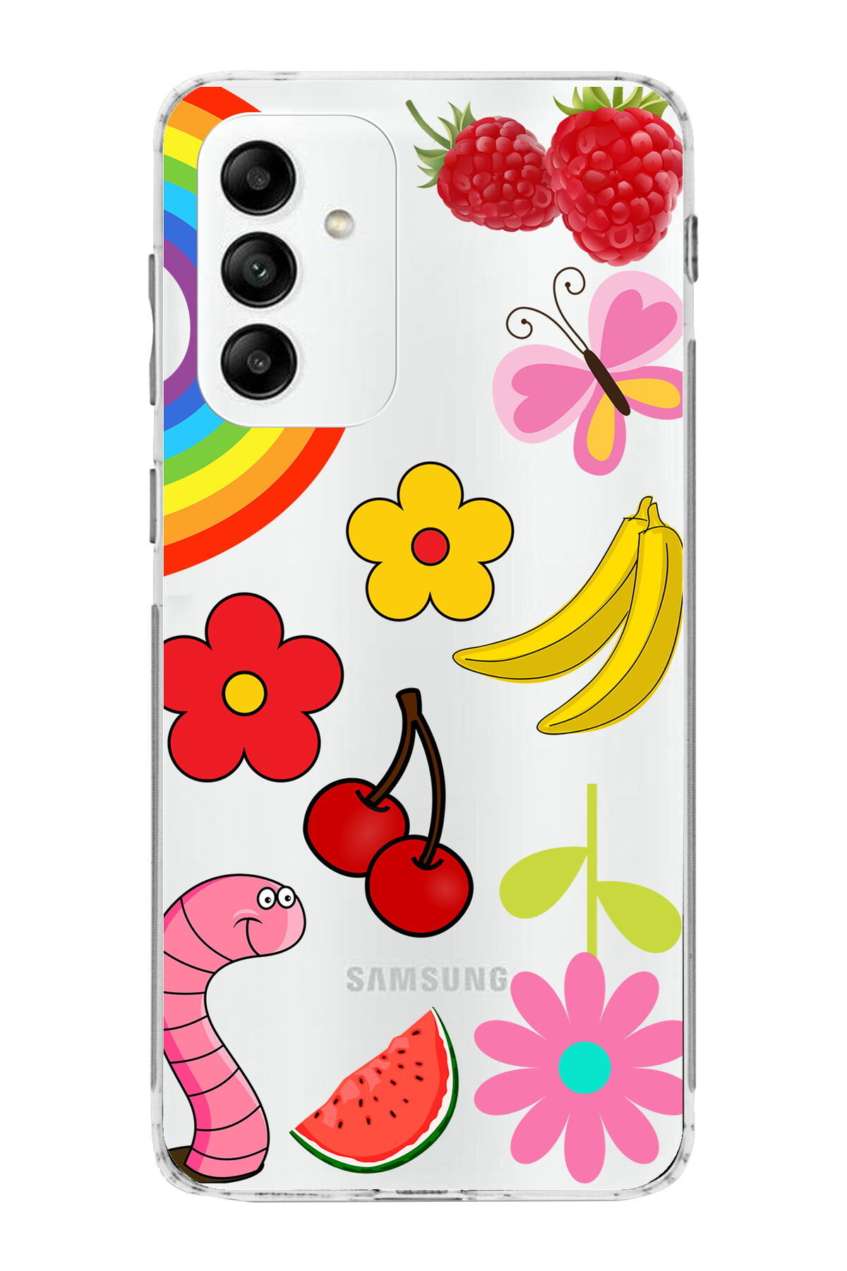 Samsung Galaxy M13 ile Uyumlu 1mm Slim Fit Water Color 5 Baskılı Şeffaf  Kılıf