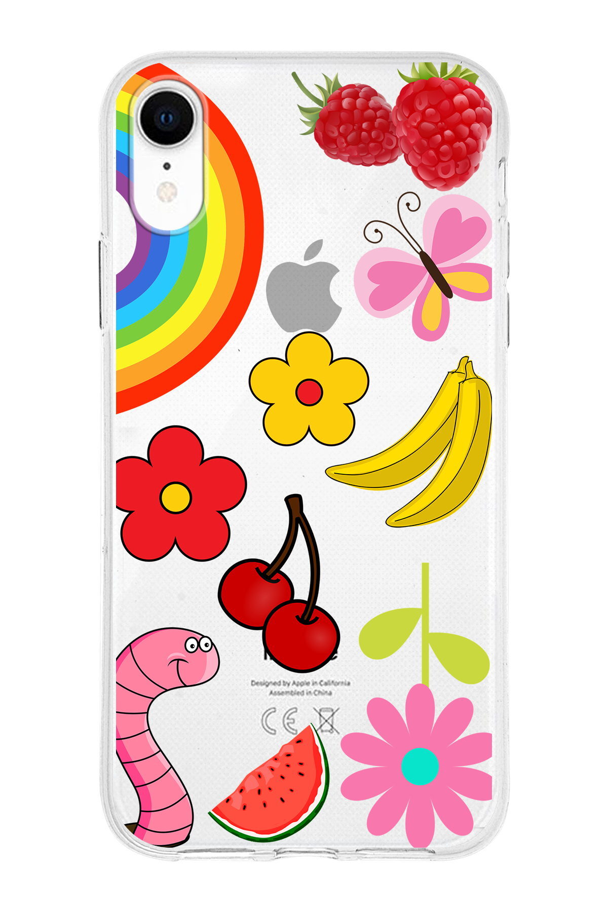 Apple  iPhone XR ile Uyumlu 1mm Slim Fit Water Color 5 Baskılı Şeffaf  Kılıf