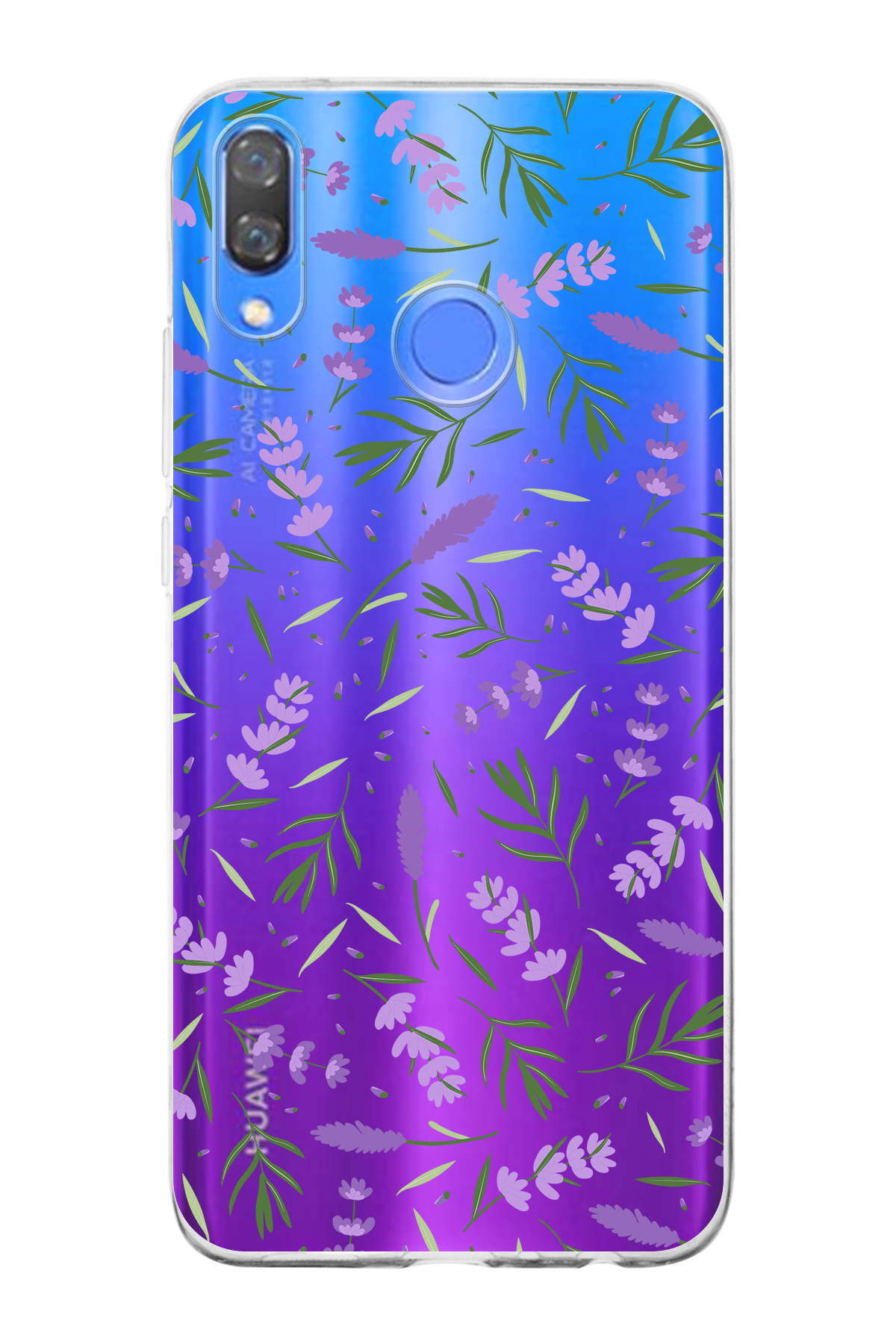 Huawei Y9 2019 ile Uyumlu 1mm Slim Fit Water Color 3 Baskılı Şeffaf  Kılıf