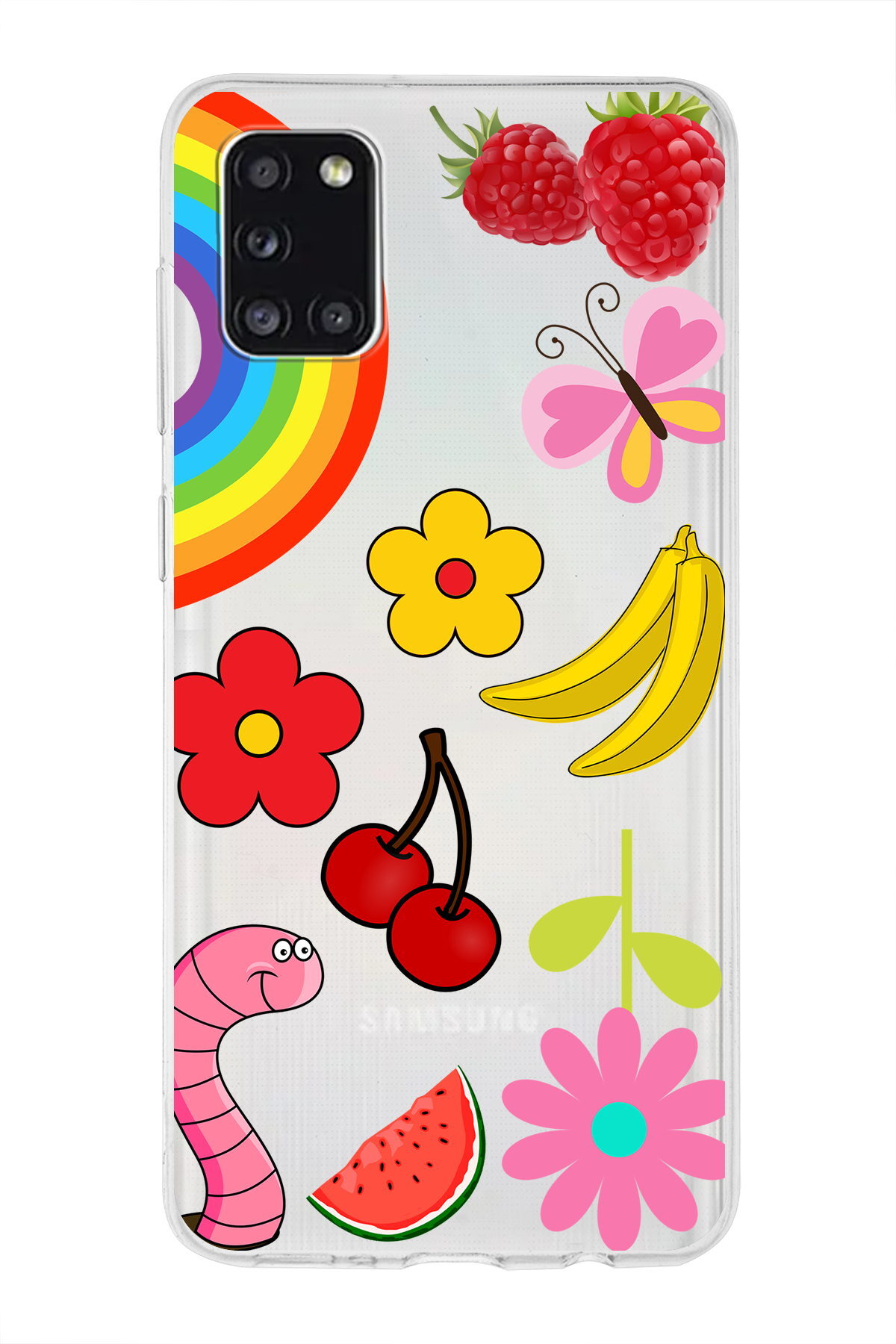 Samsung Galaxy A31 ile Uyumlu 1mm Slim Fit Water Color 5 Baskılı Şeffaf  Kılıf