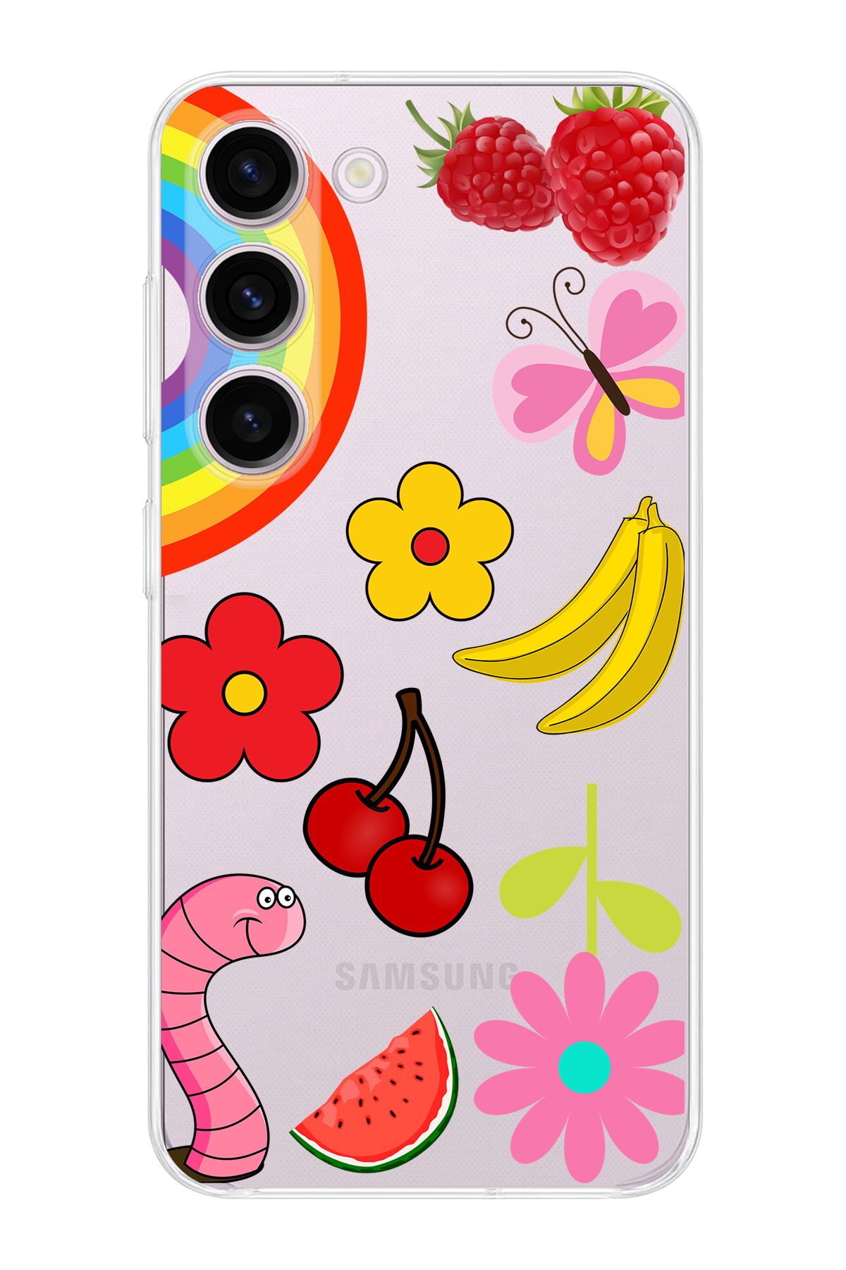 Samsung Galaxy S24 ile Uyumlu 1mm Slim Fit Water Color 5 Baskılı Şeffaf  Kılıf