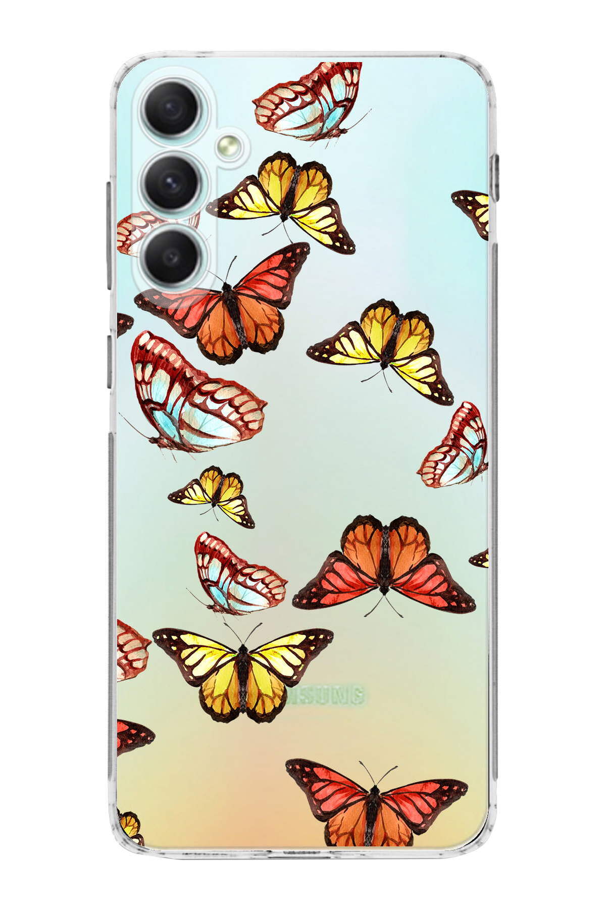 Samsung Galaxy A34 ile Uyumlu 1mm Slim Fit Water Color 2 Baskılı Şeffaf  Kılıf