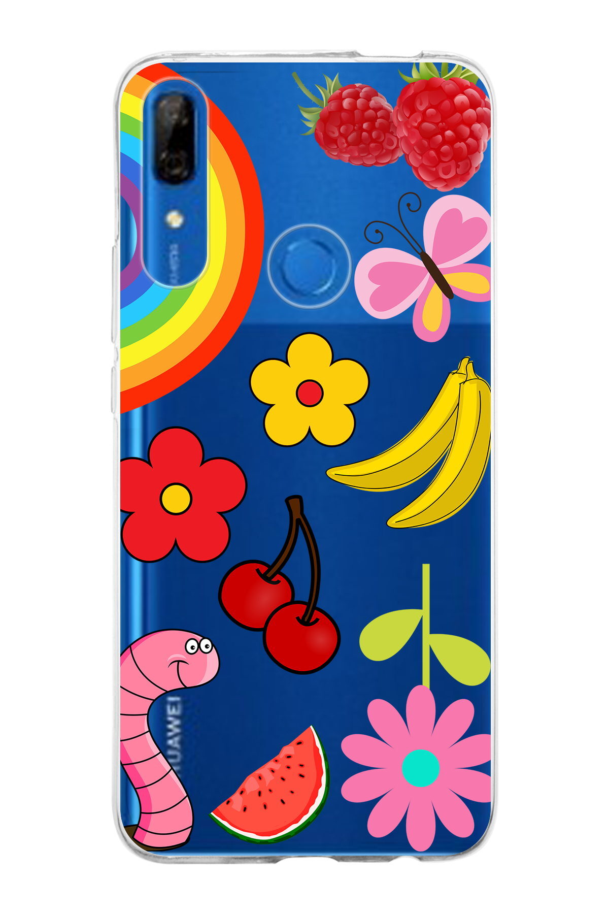 Huawei P Smart Z ile Uyumlu 1mm Slim Fit Water Color 5 Baskılı Şeffaf  Kılıf