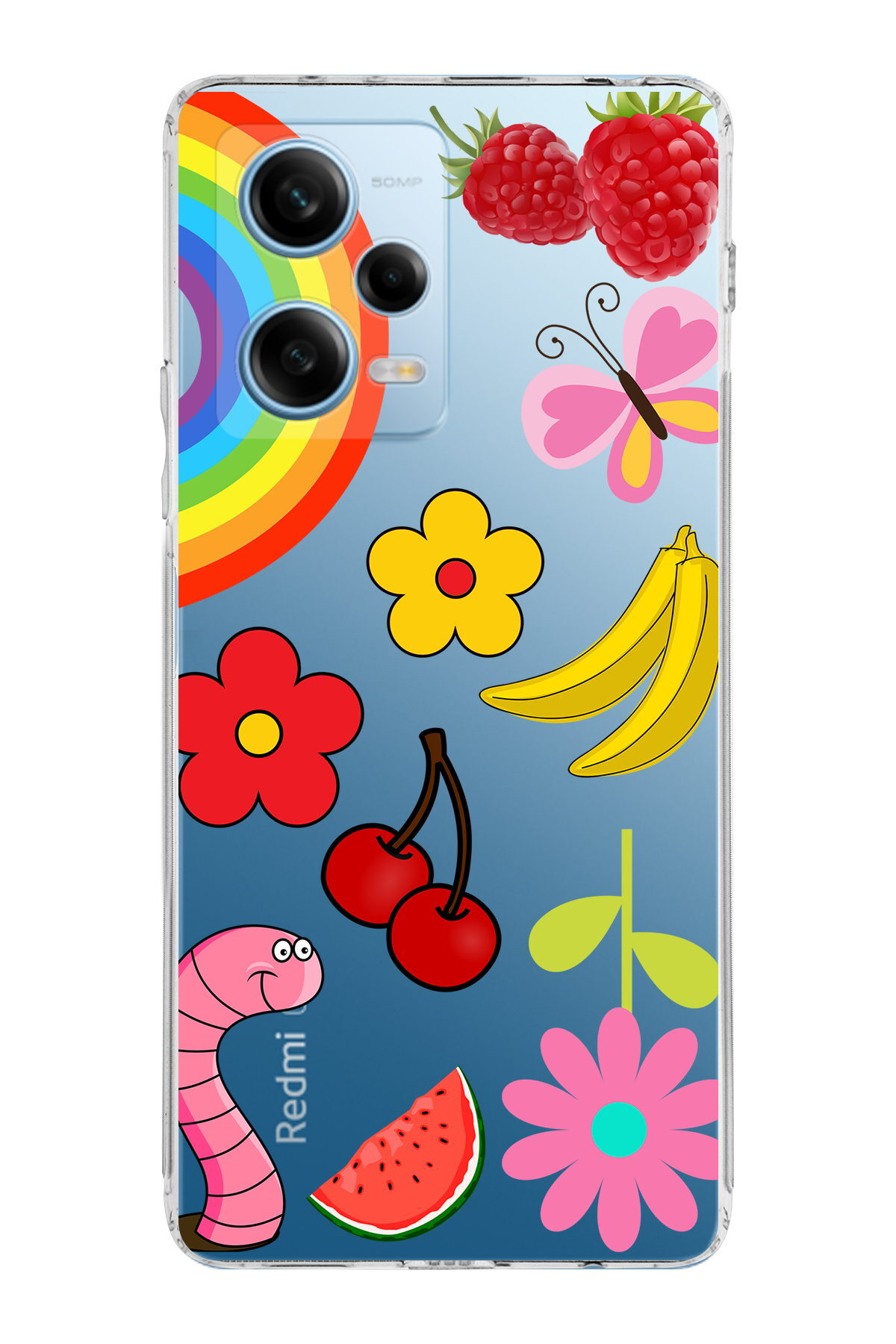 Xiaomi Redmi Note 12 Pro 5G ile Uyumlu 1mm Slim Fit Water Color 5 Baskılı Şeffaf  Kılıf