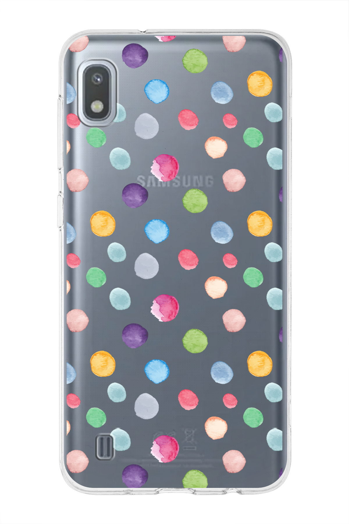 Samsung Galaxy A10 ile Uyumlu 1mm Slim Fit Water Color 6 Baskılı Şeffaf  Kılıf