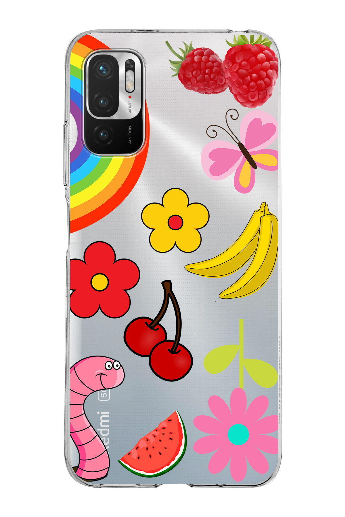 Xiaomi Redmi Note 10 5G ile Uyumlu 1mm Slim Fit Water Color 5 Baskılı Şeffaf  Kılıf