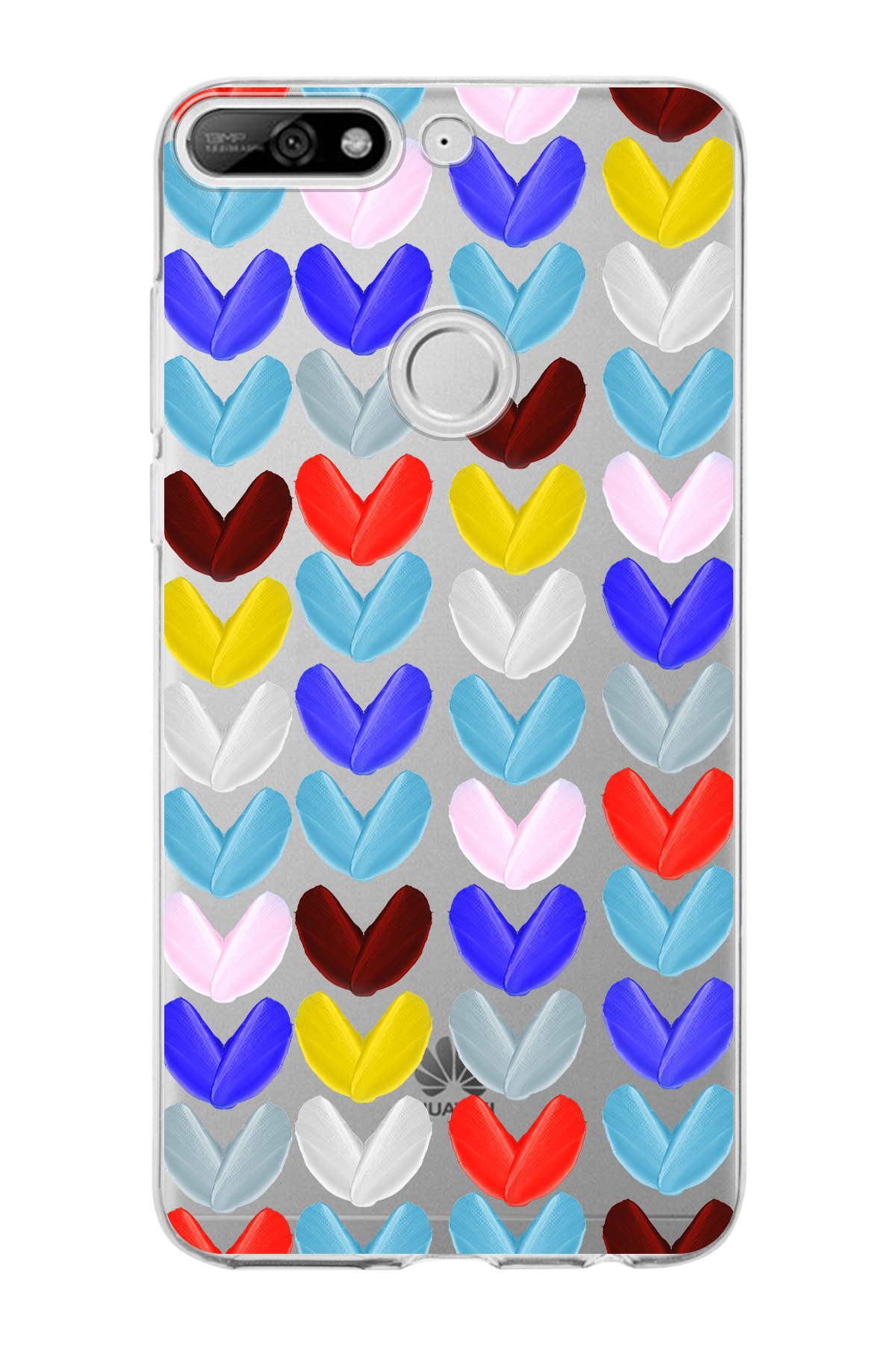 Huawei Y7 2018 ile Uyumlu 1mm Slim Fit Water Color 1 Baskılı Şeffaf  Kılıf