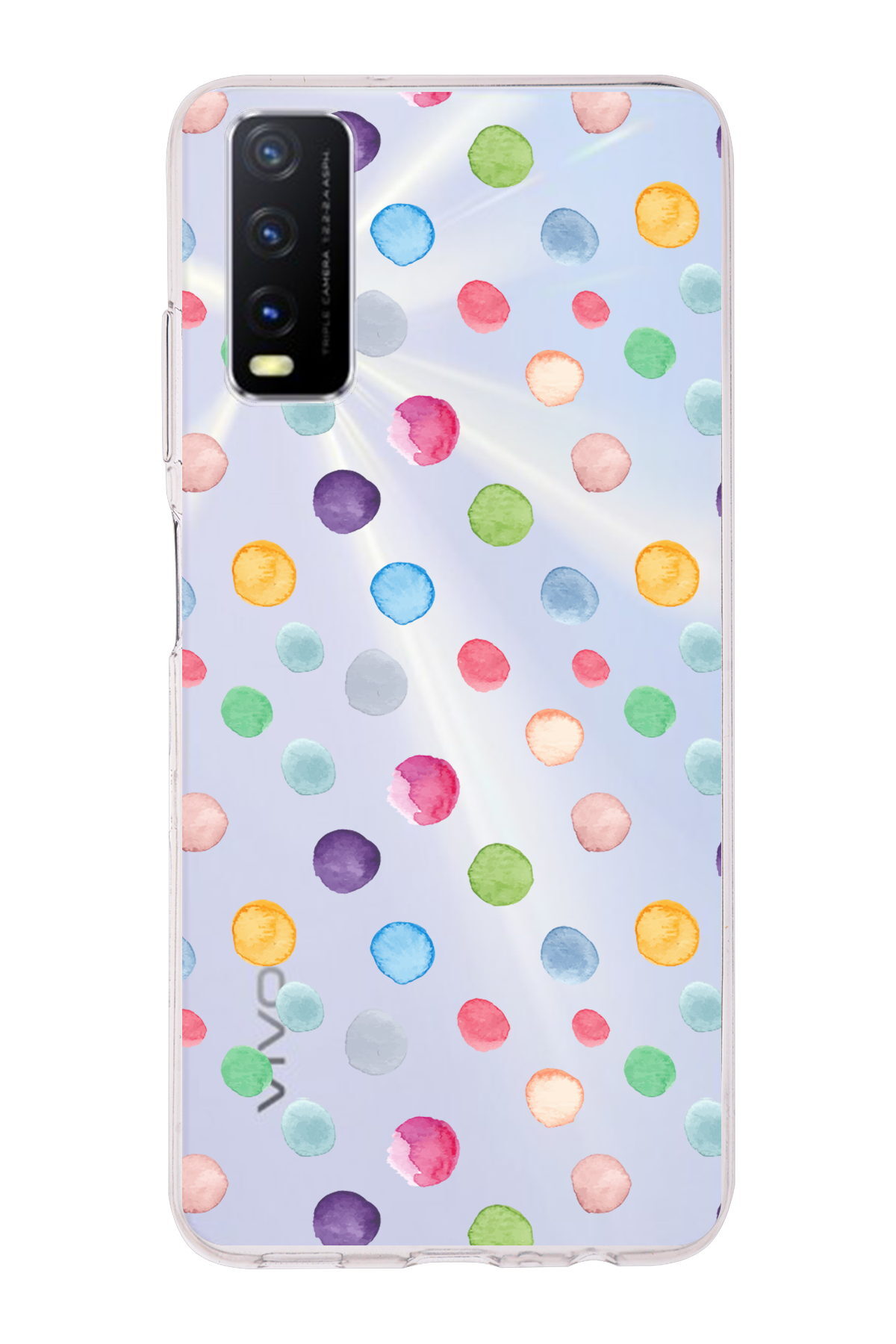 Vivo Y20s ile Uyumlu 1mm Slim Fit Water Color 6 Baskılı Şeffaf  Kılıf