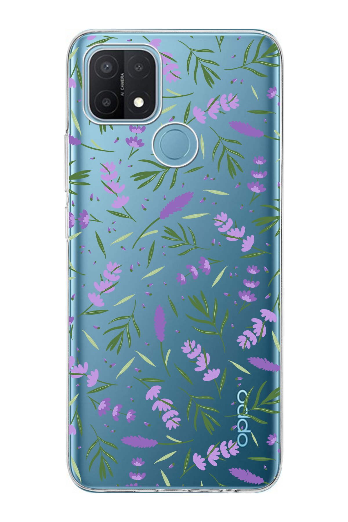 Oppo A15  ile Uyumlu 1mm Slim Fit Water Color 3 Baskılı Şeffaf  Kılıf