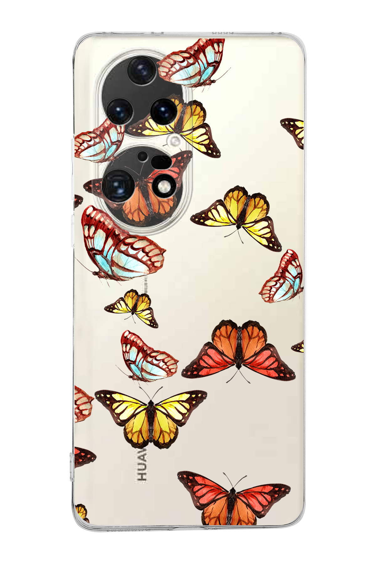 Huawei P50 Pro ile Uyumlu 1mm Slim Fit Water Color 2 Baskılı Şeffaf  Kılıf