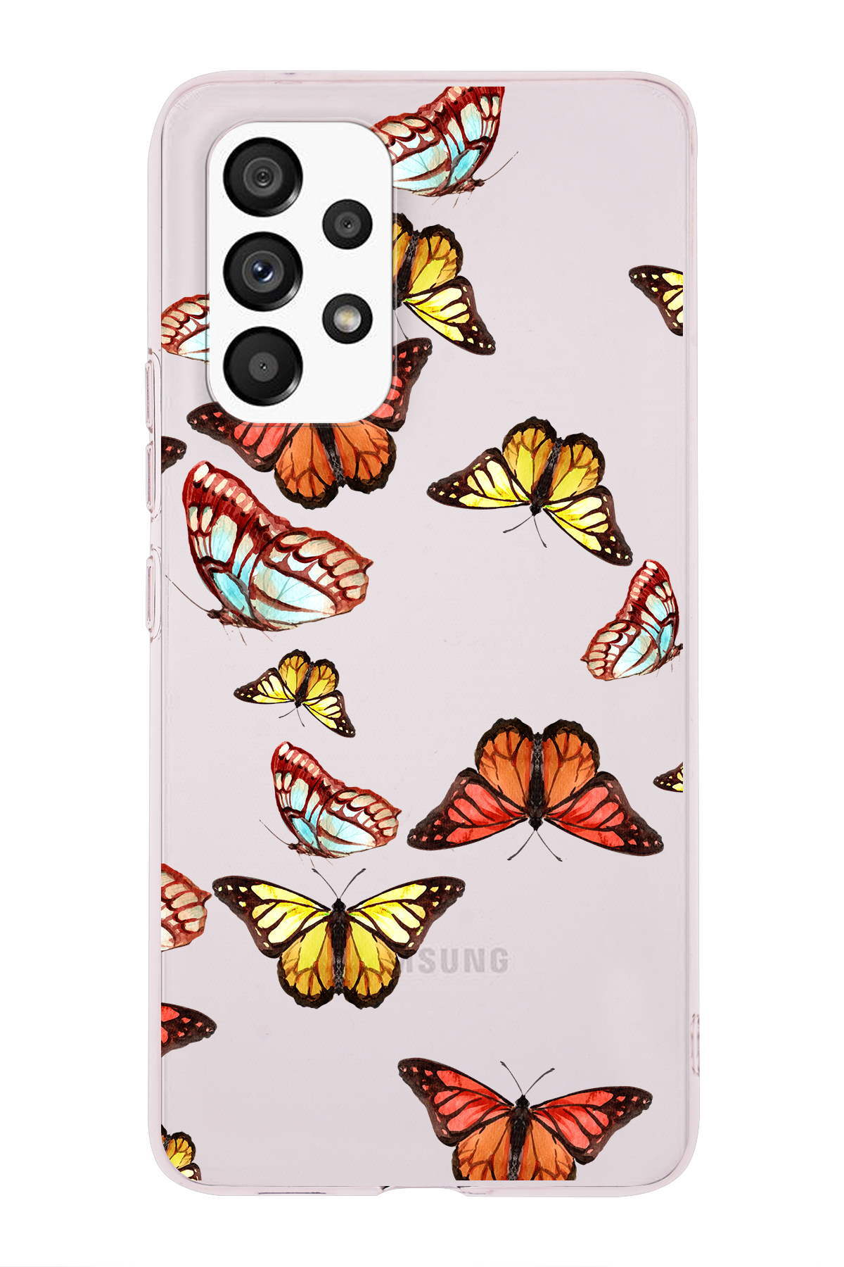 Samsung Galaxy A53 ile Uyumlu 1mm Slim Fit Water Color 2 Baskılı Şeffaf  Kılıf