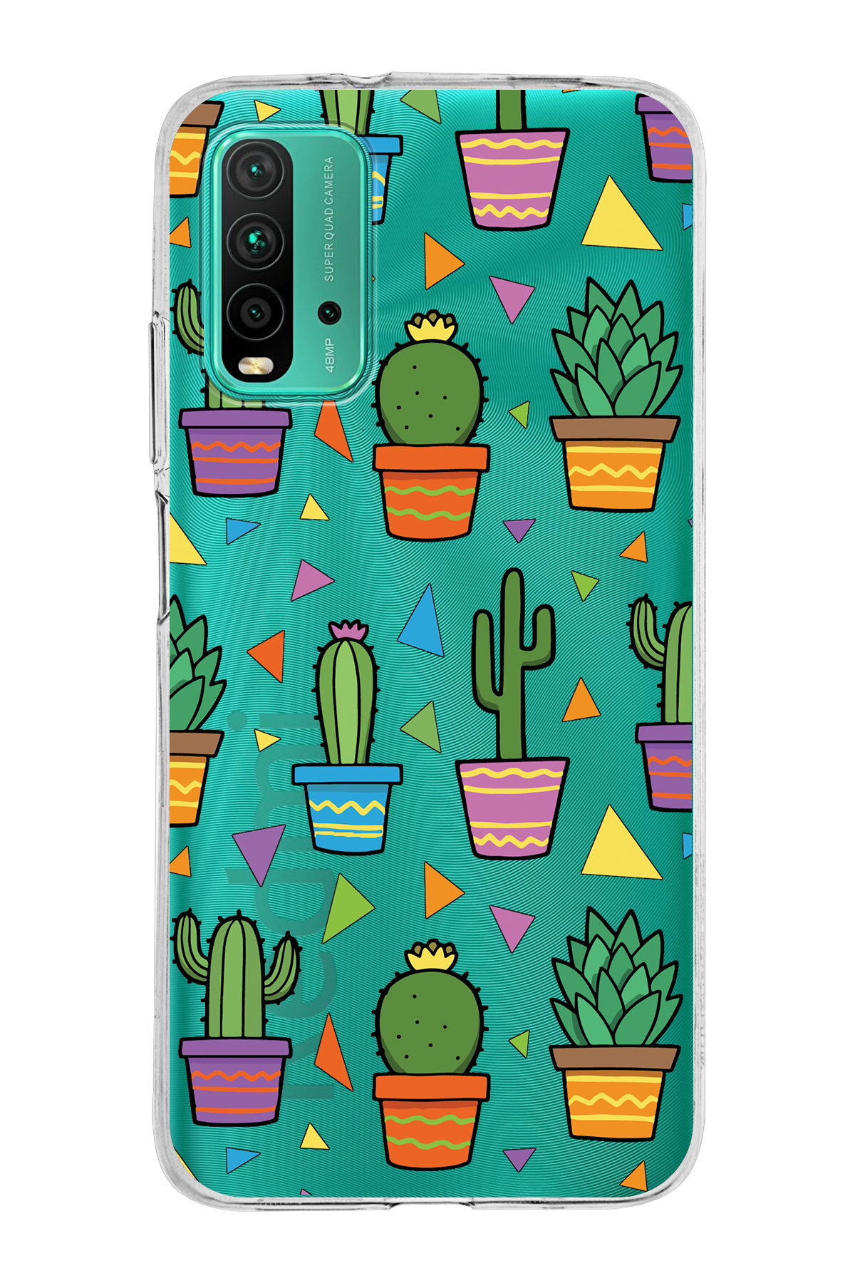 Xiaomi Redmi 9T ile Uyumlu 1mm Slim Fit Water Color 4 Baskılı Şeffaf  Kılıf