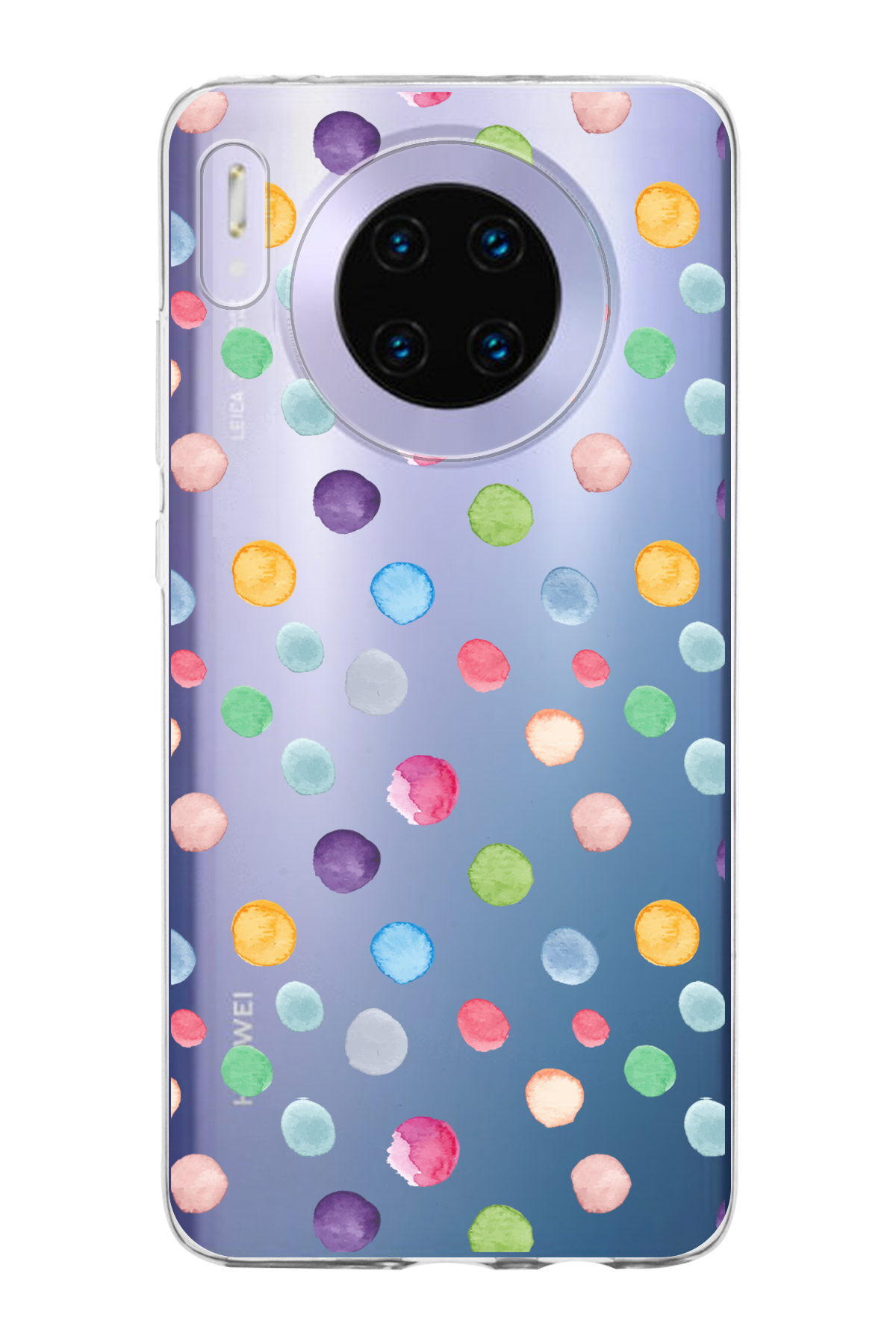 Huawei Mate 30 ile Uyumlu 1mm Slim Fit Water Color 6 Baskılı Şeffaf  Kılıf