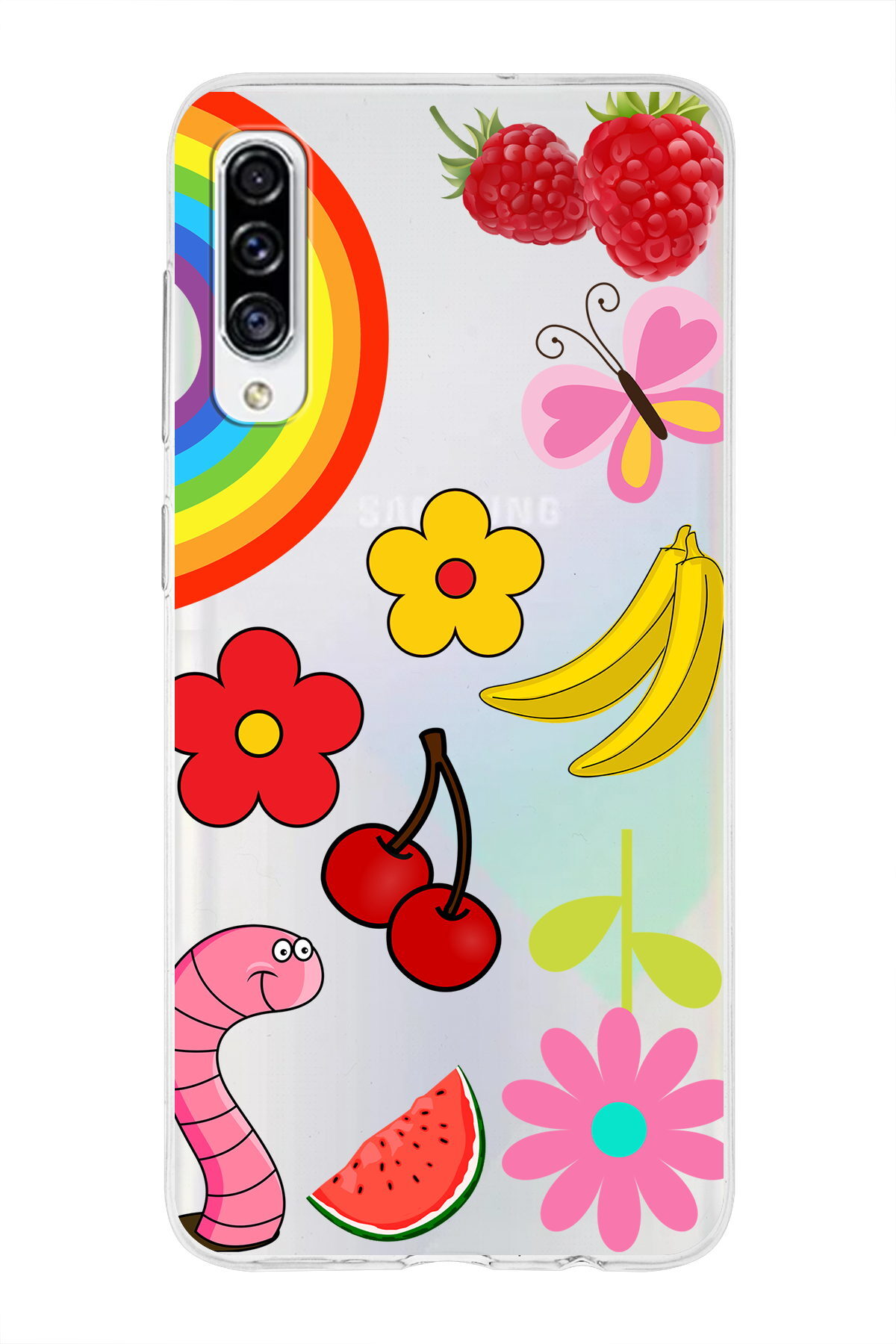 Samsung Galaxy A30s ile Uyumlu 1mm Slim Fit Water Color 5 Baskılı Şeffaf  Kılıf