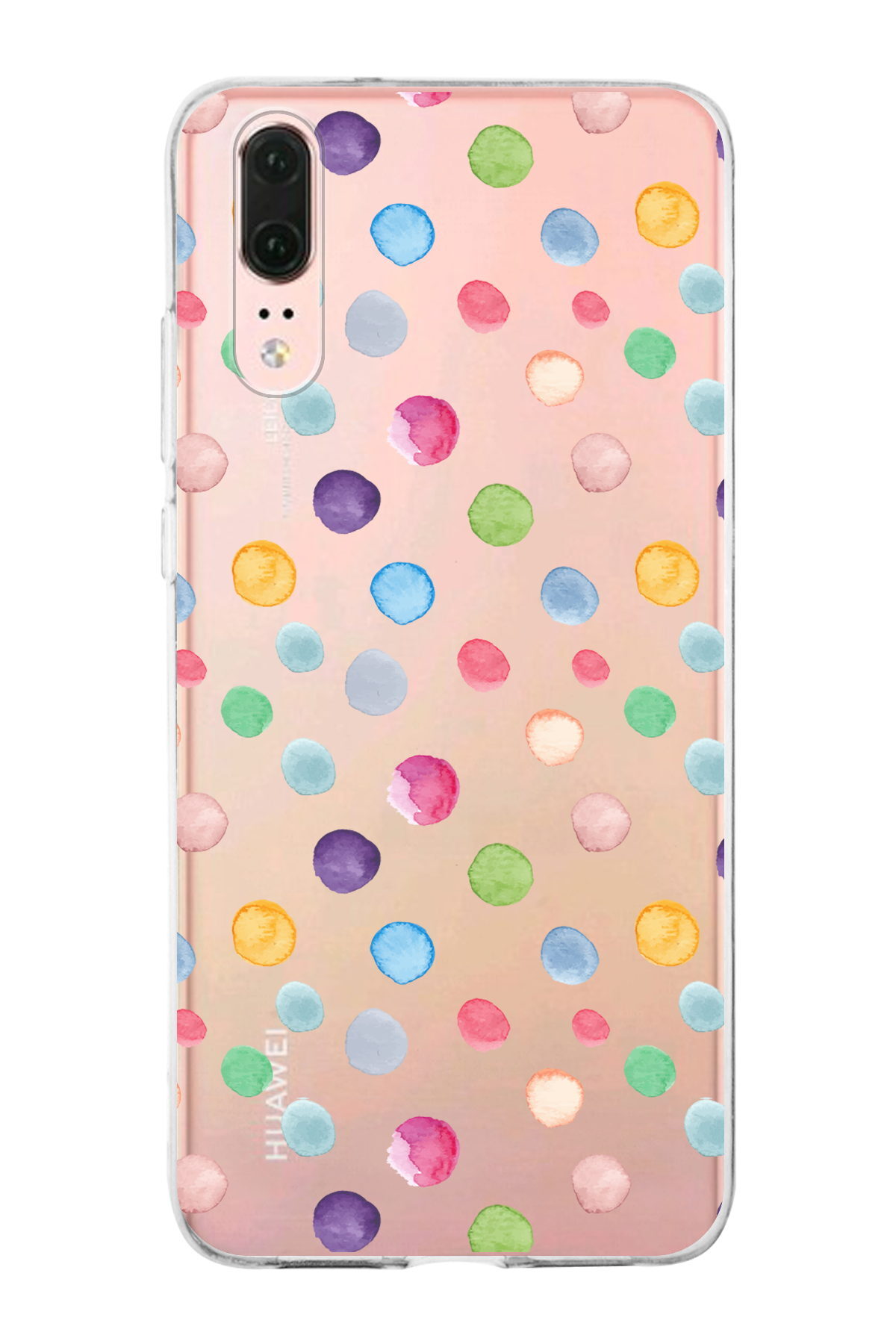 Huawei P20 ile Uyumlu 1mm Slim Fit Water Color 6 Baskılı Şeffaf  Kılıf