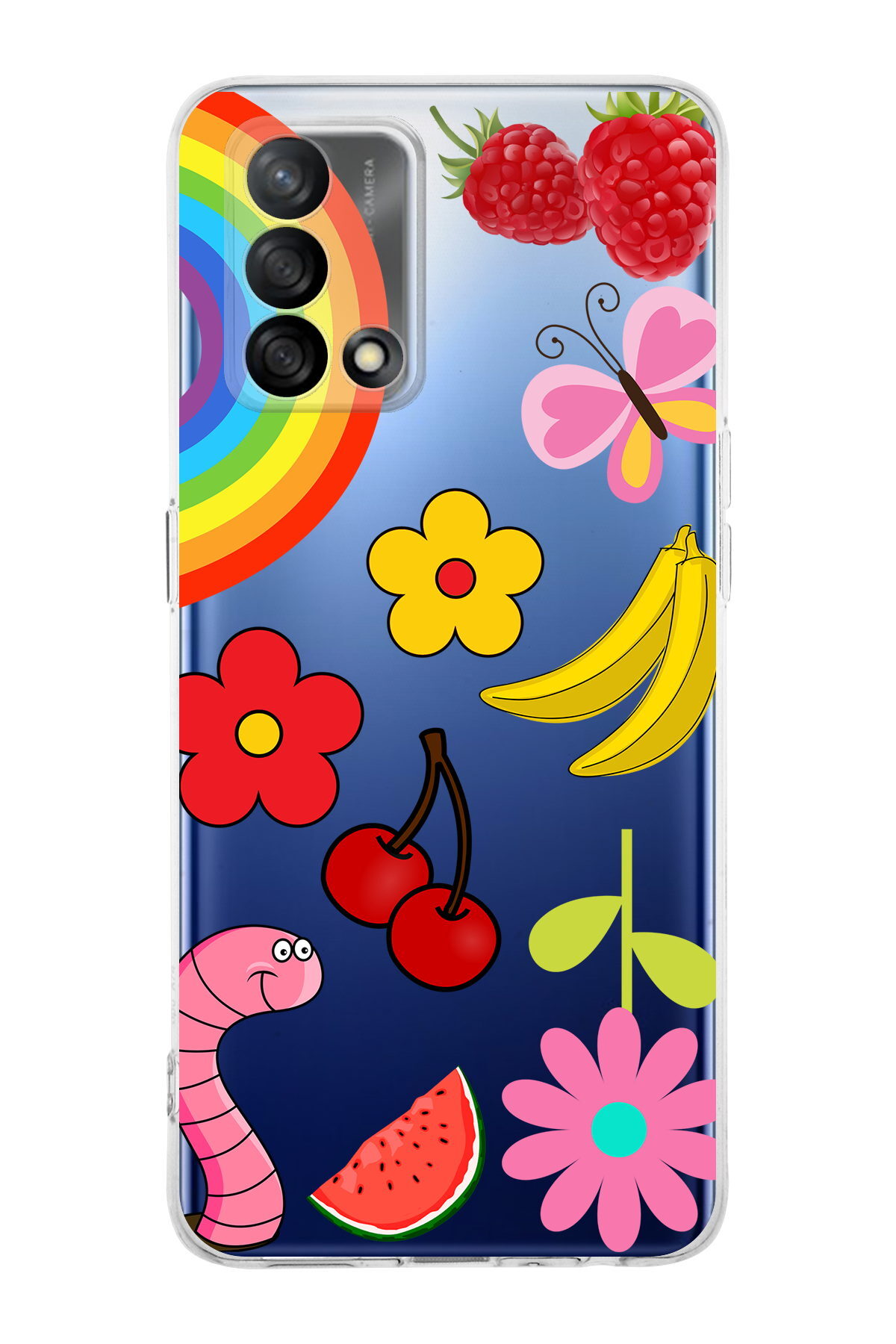 Oppo A74  ile Uyumlu 1mm Slim Fit Water Color 5 Baskılı Şeffaf  Kılıf