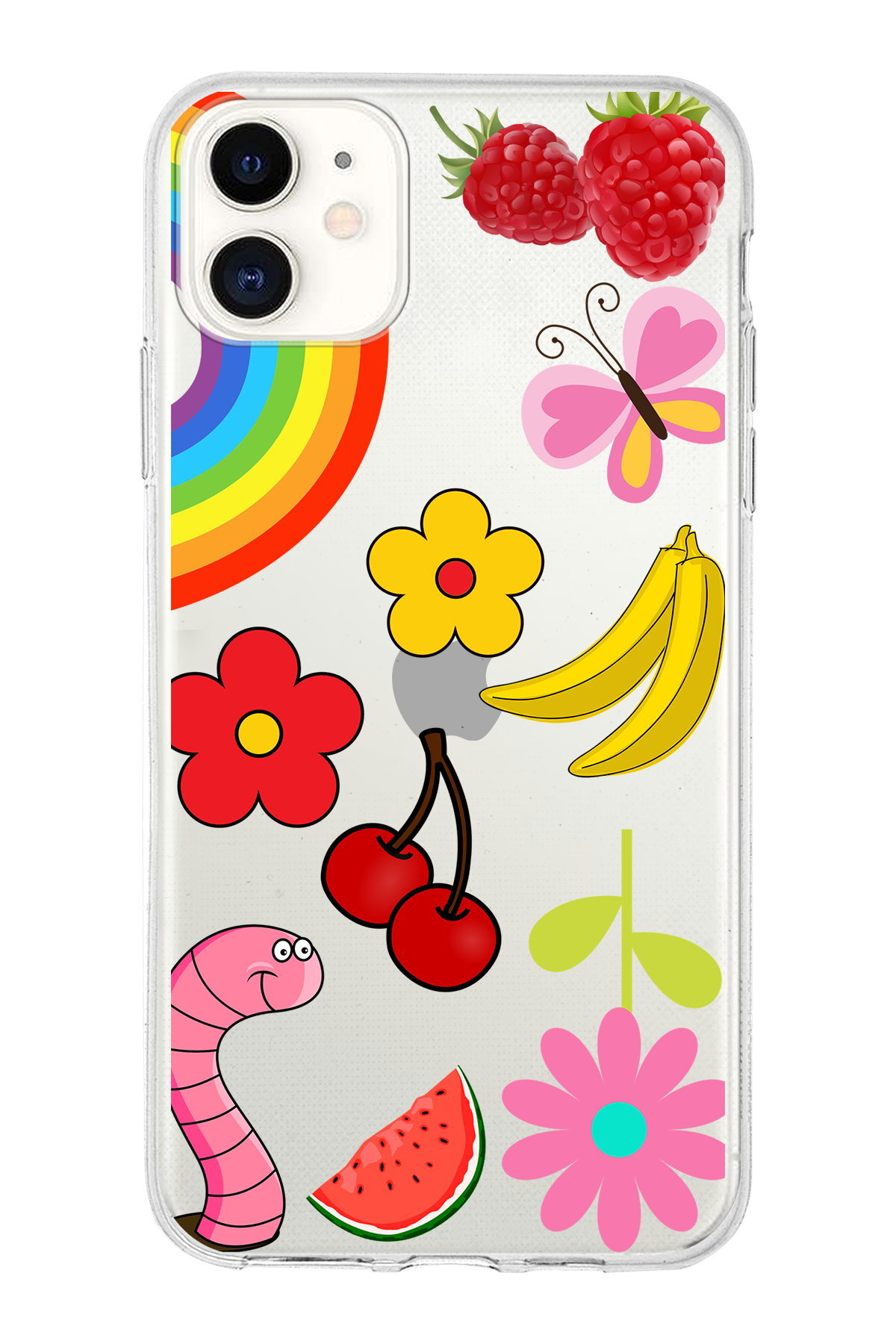 Apple  iPhone 11 ile Uyumlu 1mm Slim Fit Water Color 5 Baskılı Şeffaf  Kılıf