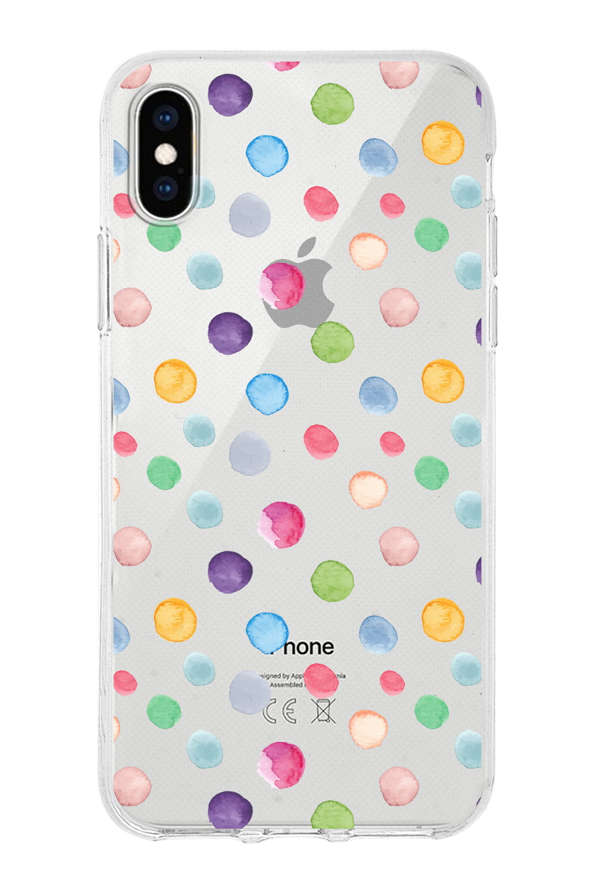 Apple  iPhone X ile Uyumlu 1mm Slim Fit Water Color 6 Baskılı Şeffaf  Kılıf