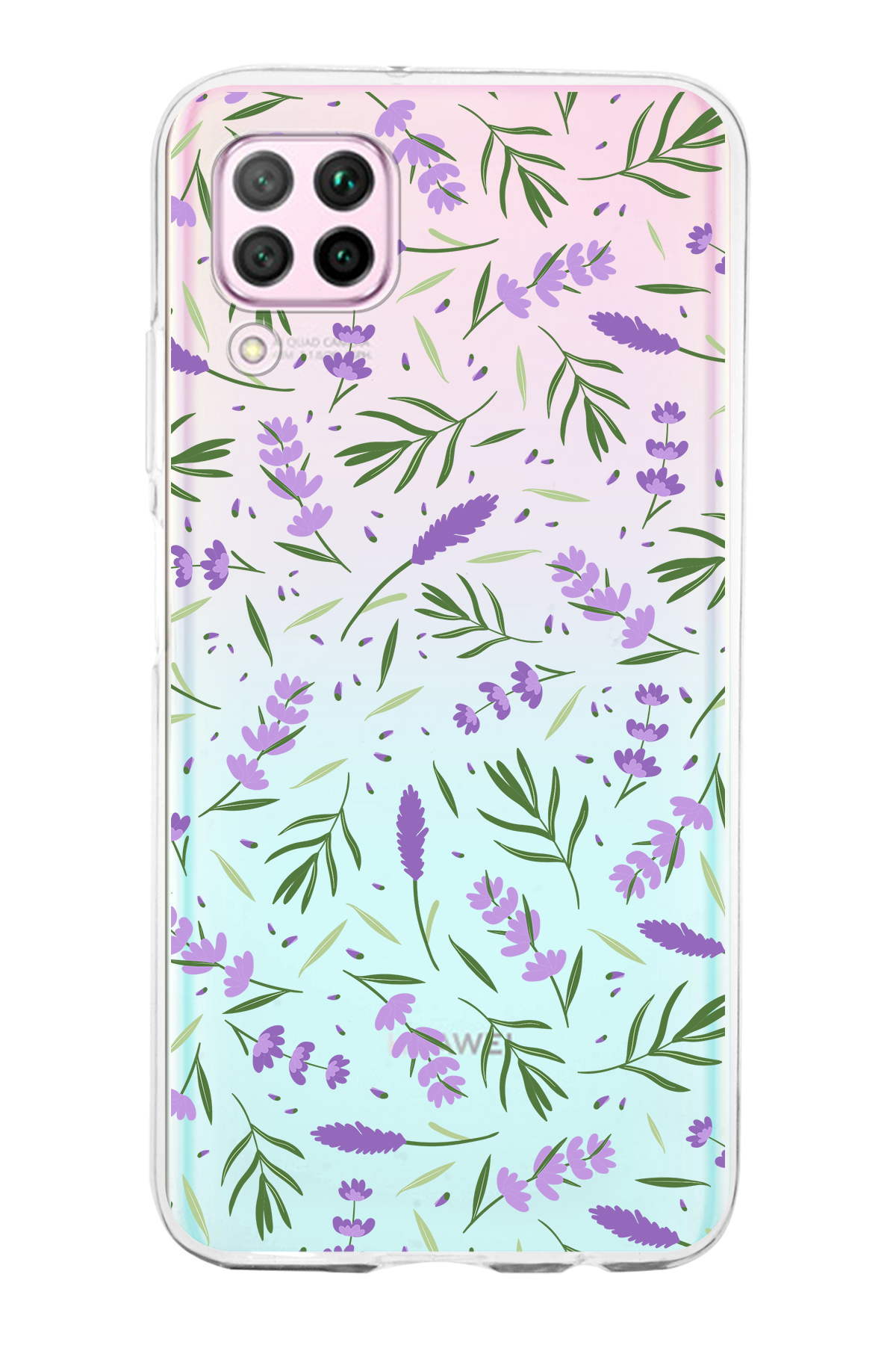 Huawei P40 Lite ile Uyumlu 1mm Slim Fit Water Color 3 Baskılı Şeffaf  Kılıf