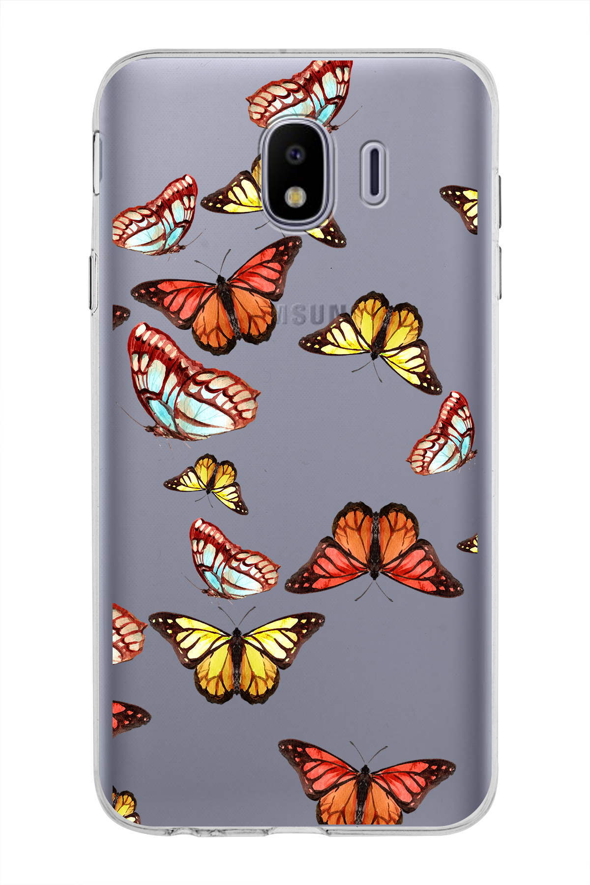 Samsung Galaxy J4 ile Uyumlu 1mm Slim Fit Water Color 2 Baskılı Şeffaf  Kılıf