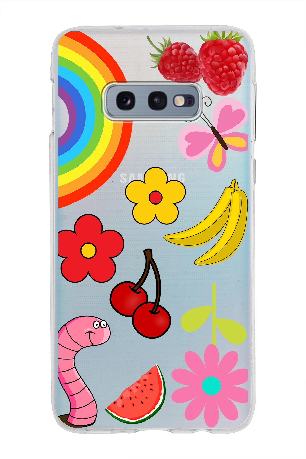 Samsung Galaxy S10e ile Uyumlu 1mm Slim Fit Water Color 5 Baskılı Şeffaf  Kılıf