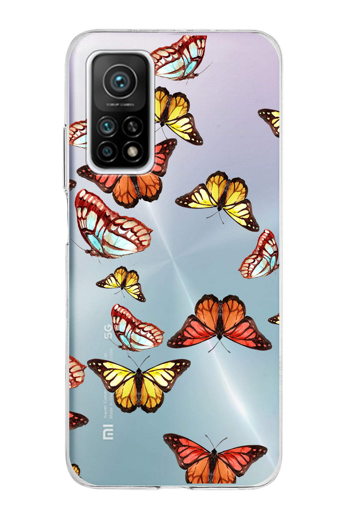 Xiaomi Mi 10T Pro ile Uyumlu 1mm Slim Fit Water Color 2 Baskılı Şeffaf  Kılıf