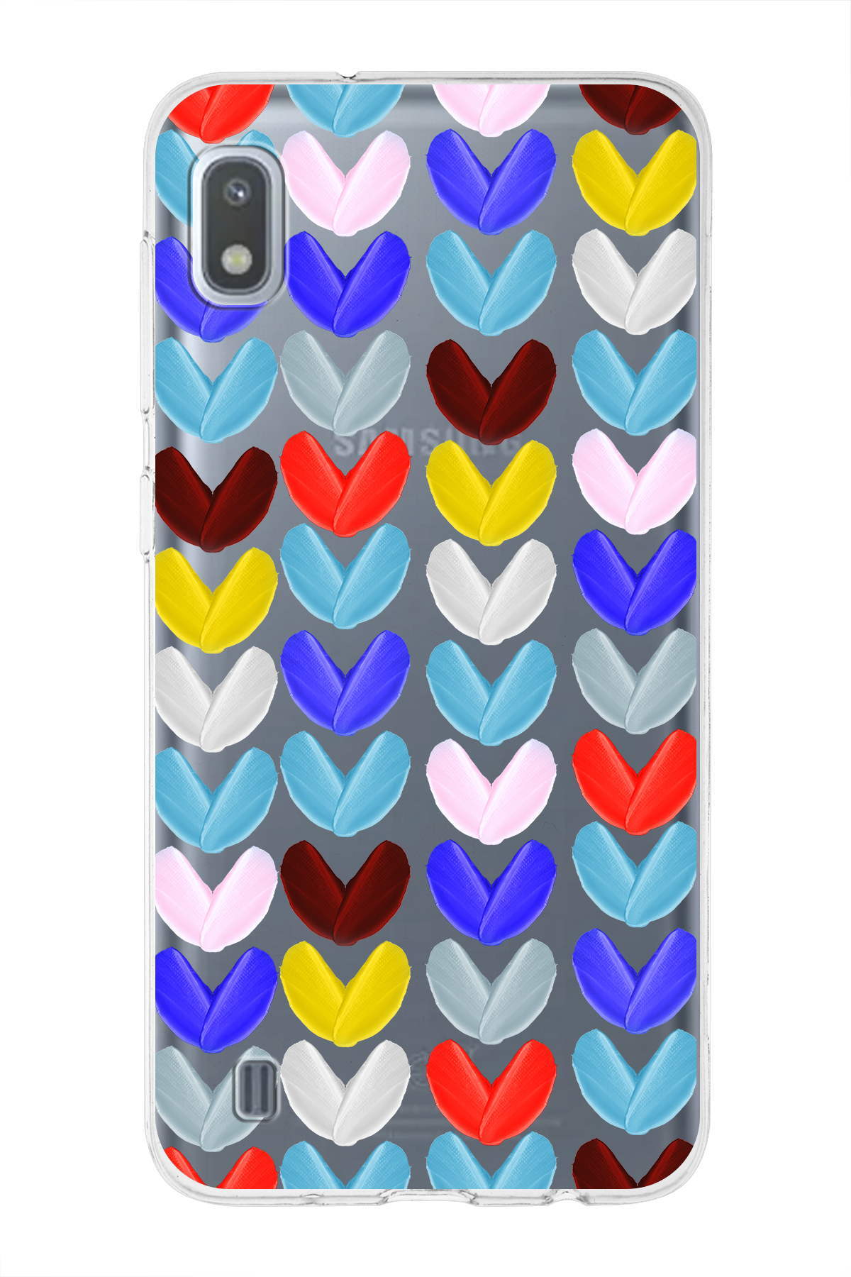 Samsung Galaxy A10 ile Uyumlu 1mm Slim Fit Water Color 1 Baskılı Şeffaf  Kılıf